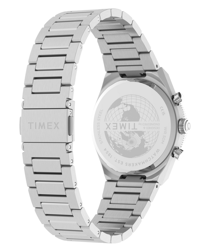 Q Timex Continental Chronograph | 36mm, Steel, Blue Dial