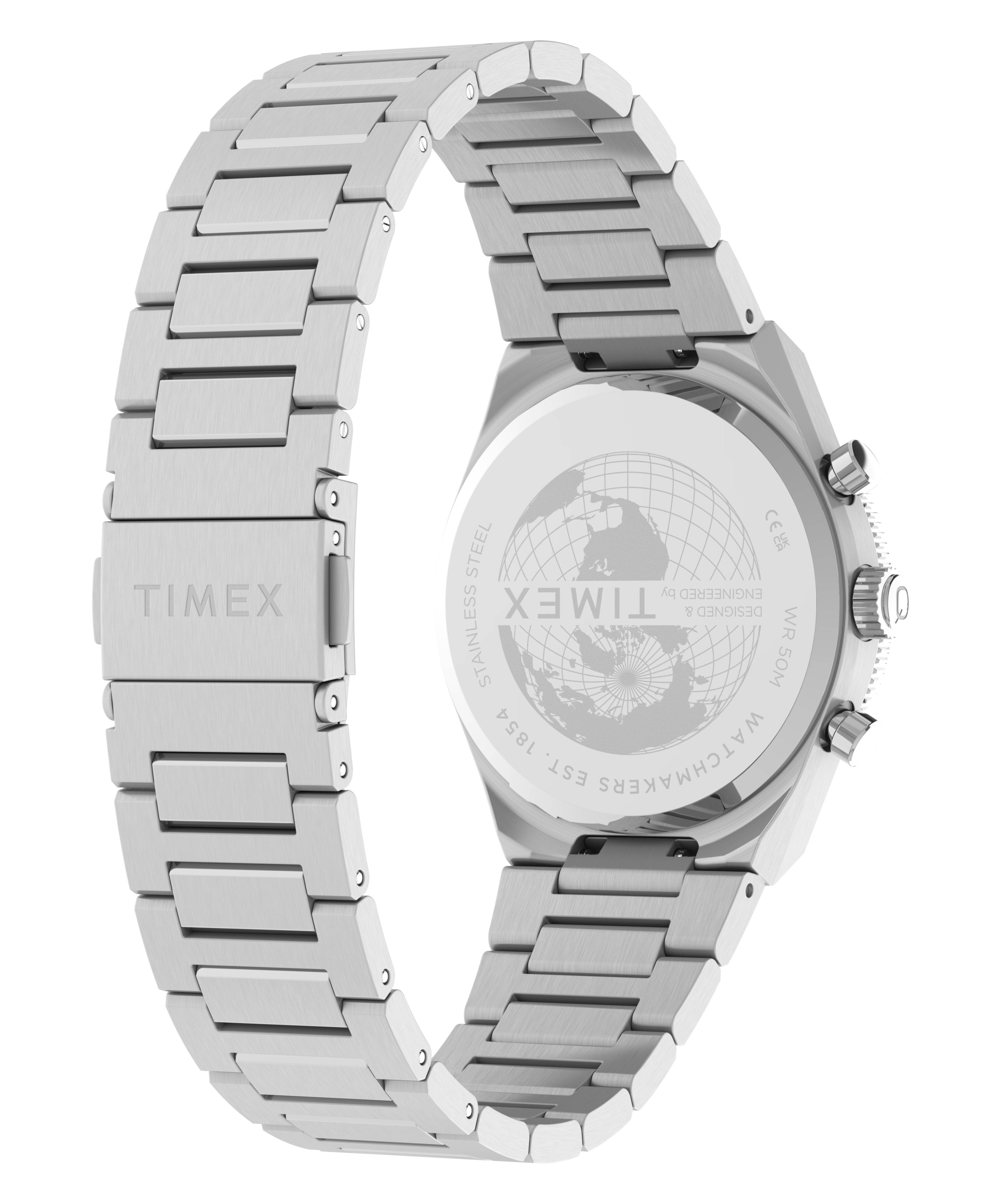 Q Timex Continental Chronograph 36mm Stainless Steel Bracelet Watch