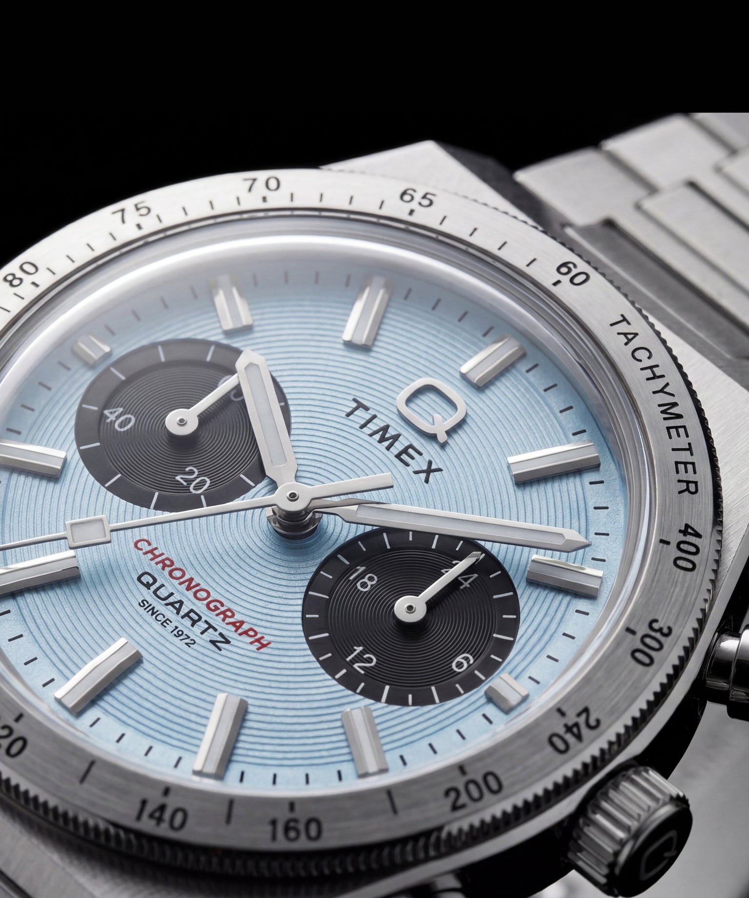 Q Timex Continental Chronograph 36mm Stainless Steel Bracelet Watch