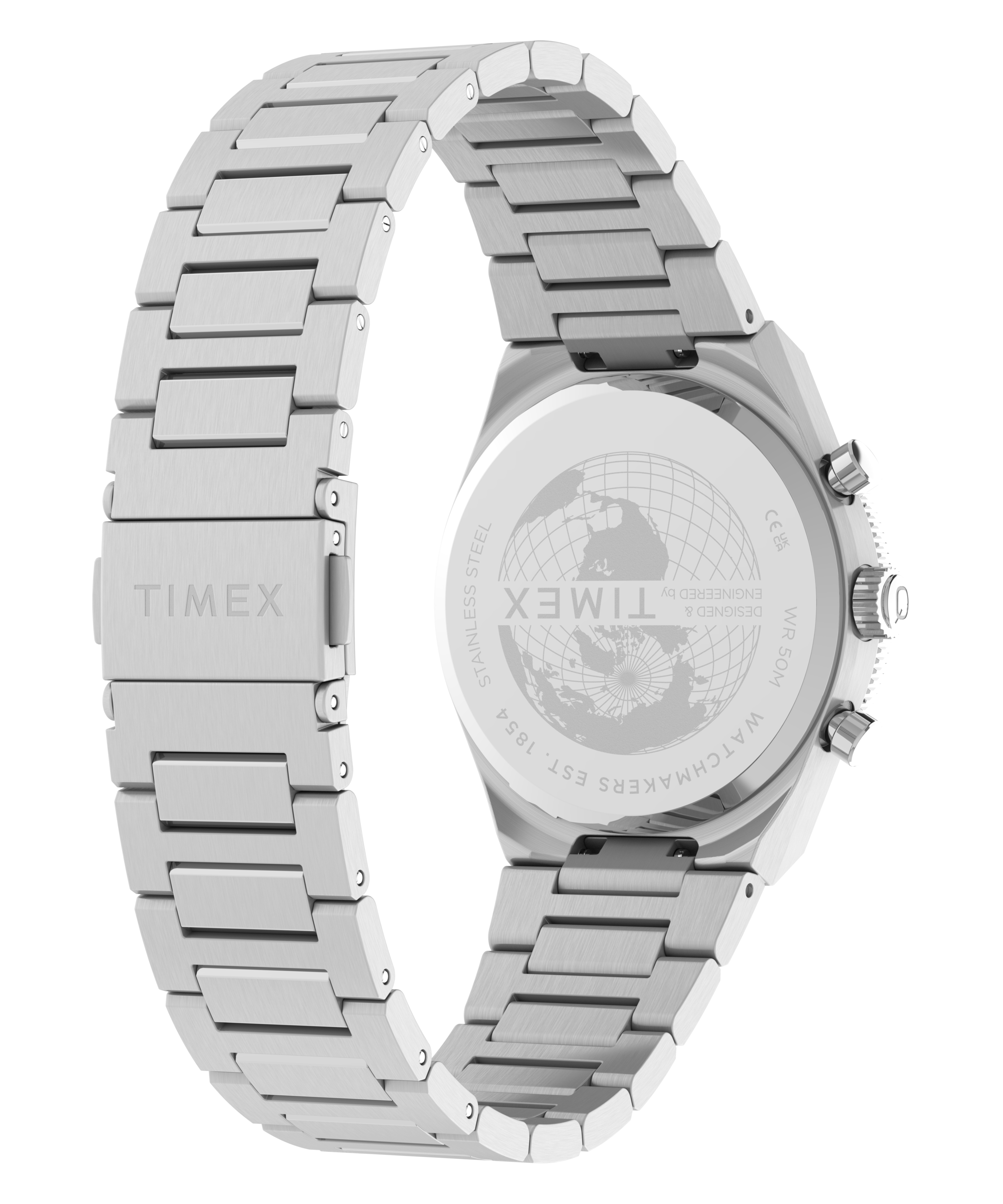Q Timex Continental Chronograph 36mm Stainless Steel Bracelet Watch