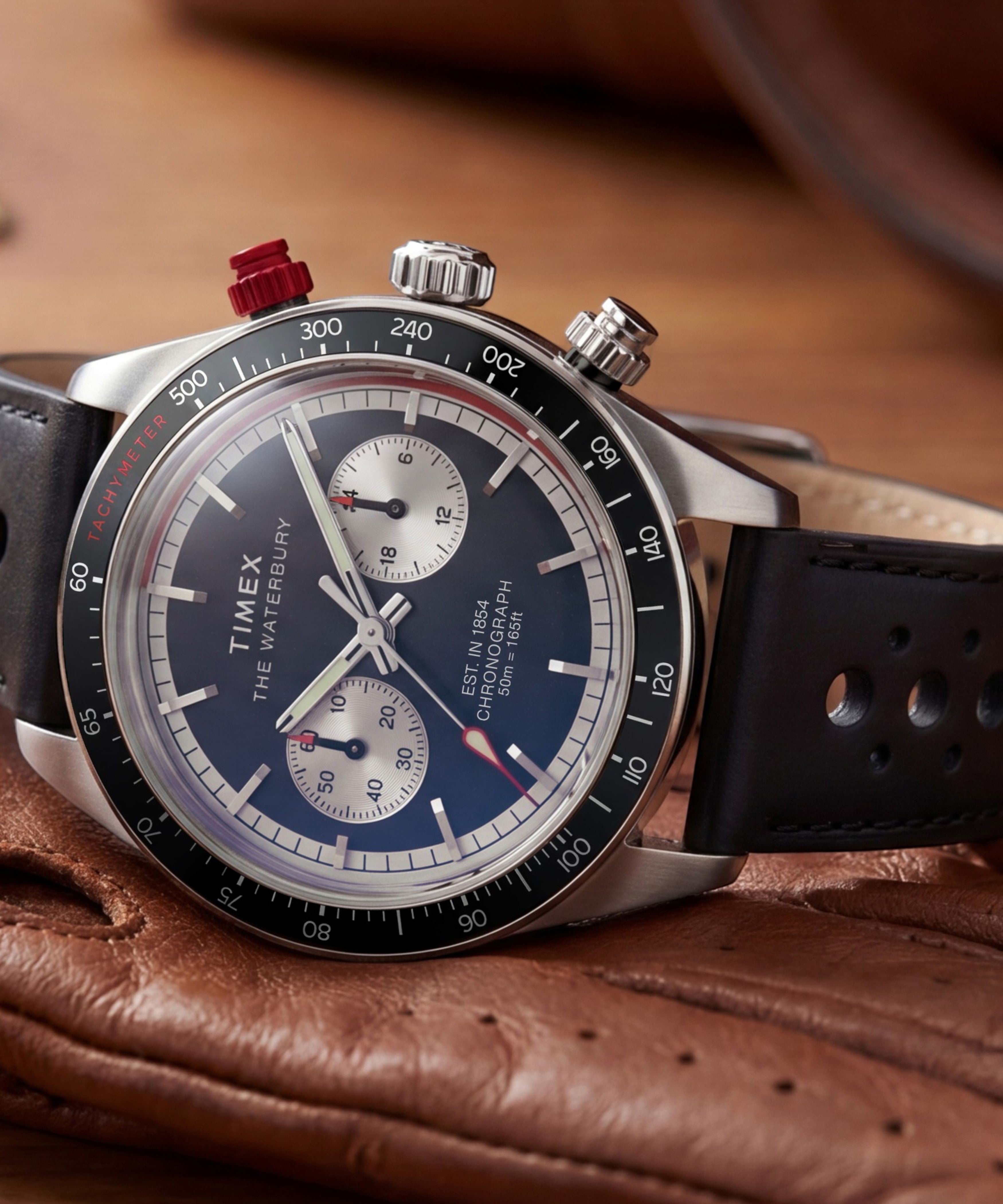 Waterbury Heritage Chronograph 39mm Leather Strap Watch