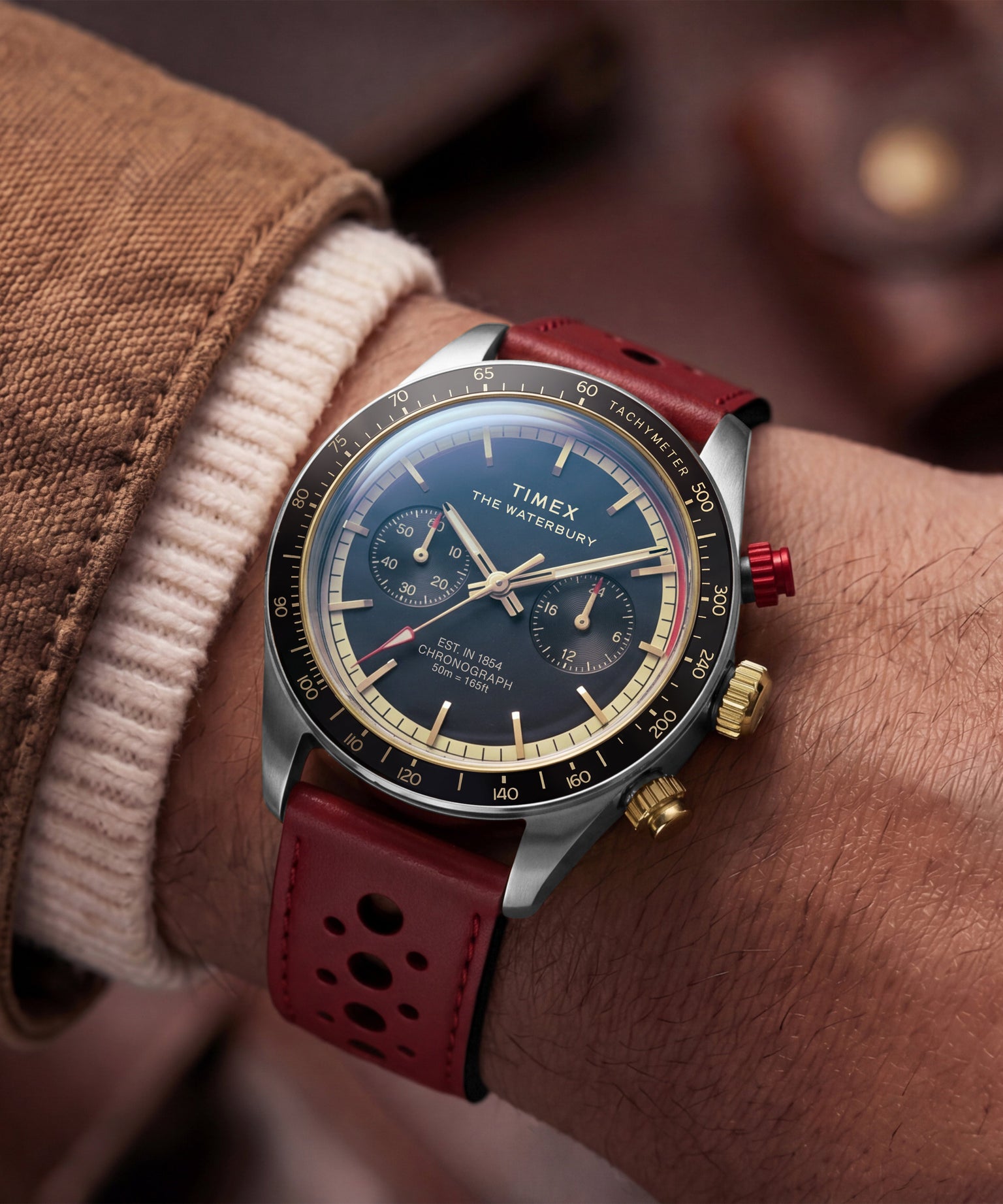 Waterbury Heritage Chronograph 39mm Leather Strap Watch