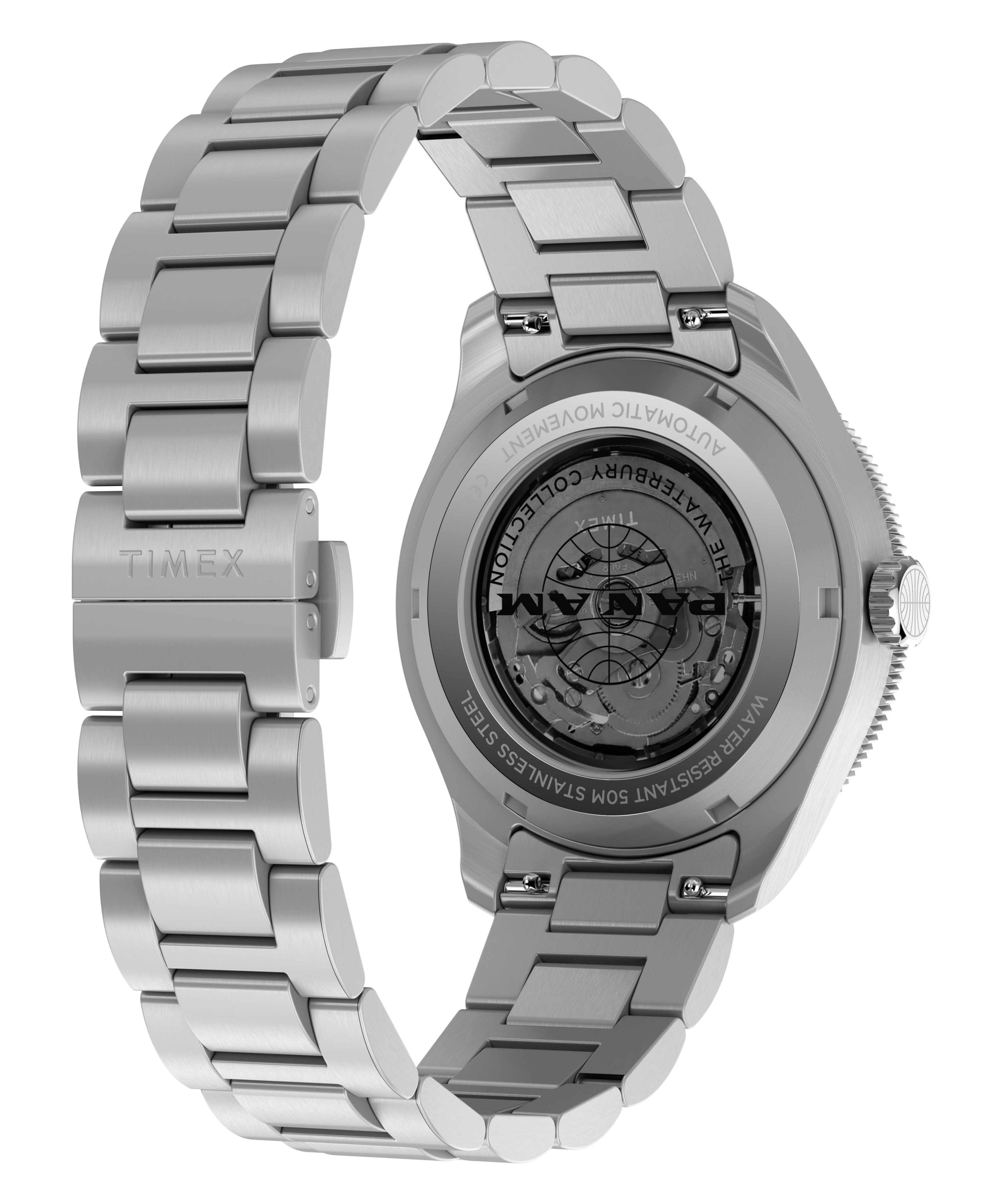 Pan Am® x Timex® Waterbury Automatic GMT 41.5mm Stainless Steel Bracelet Watch