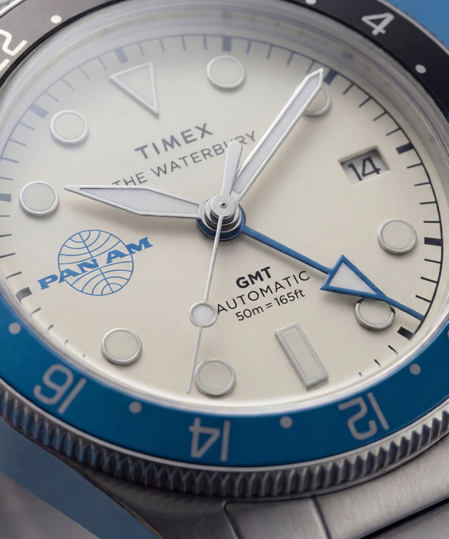 Pan Am® x Timex® Waterbury Automatic GMT 41.5mm Stainless Steel Bracelet Watch