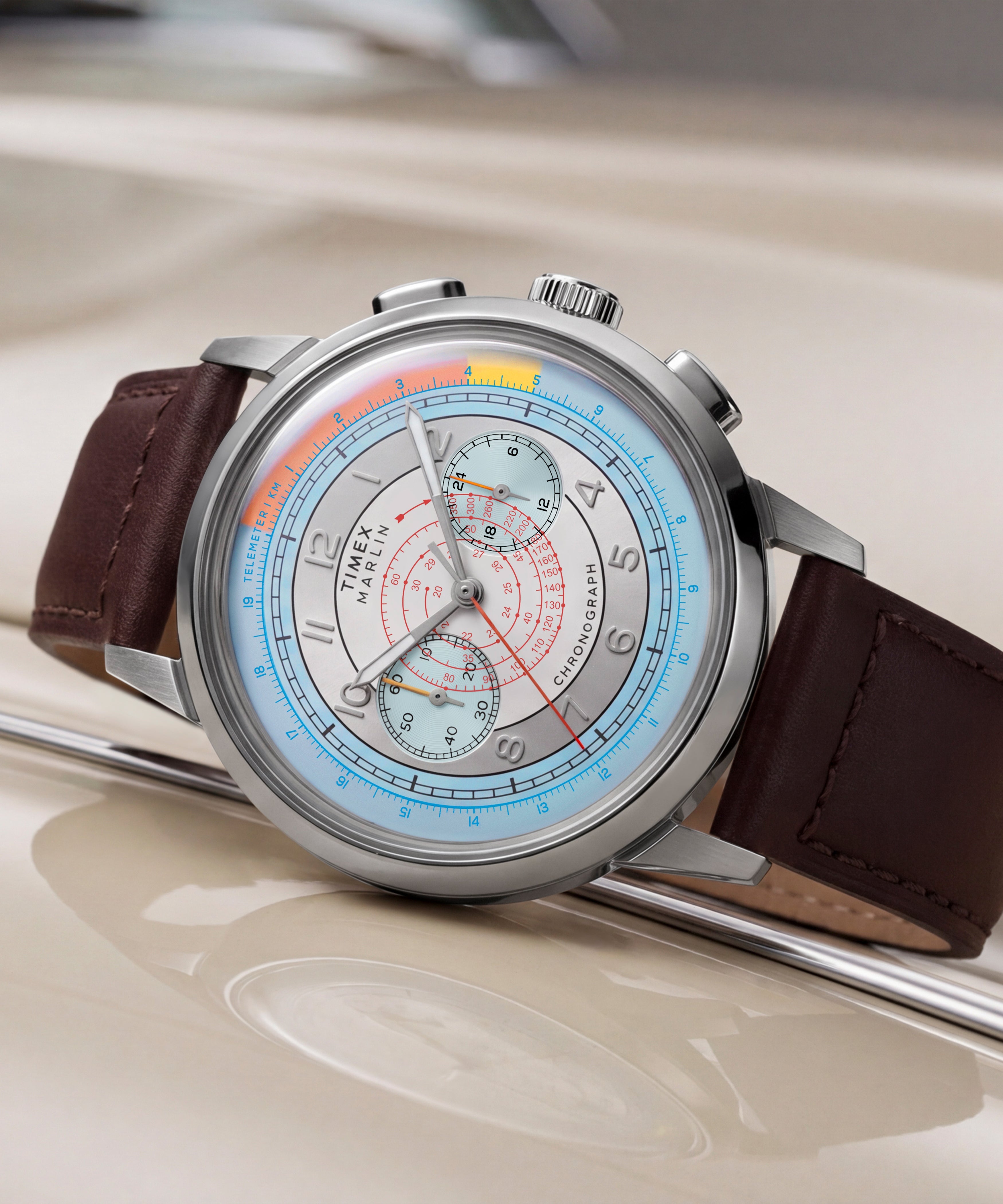 Marlin® Neo Classic Chronograph 40mm Leather Strap Watch