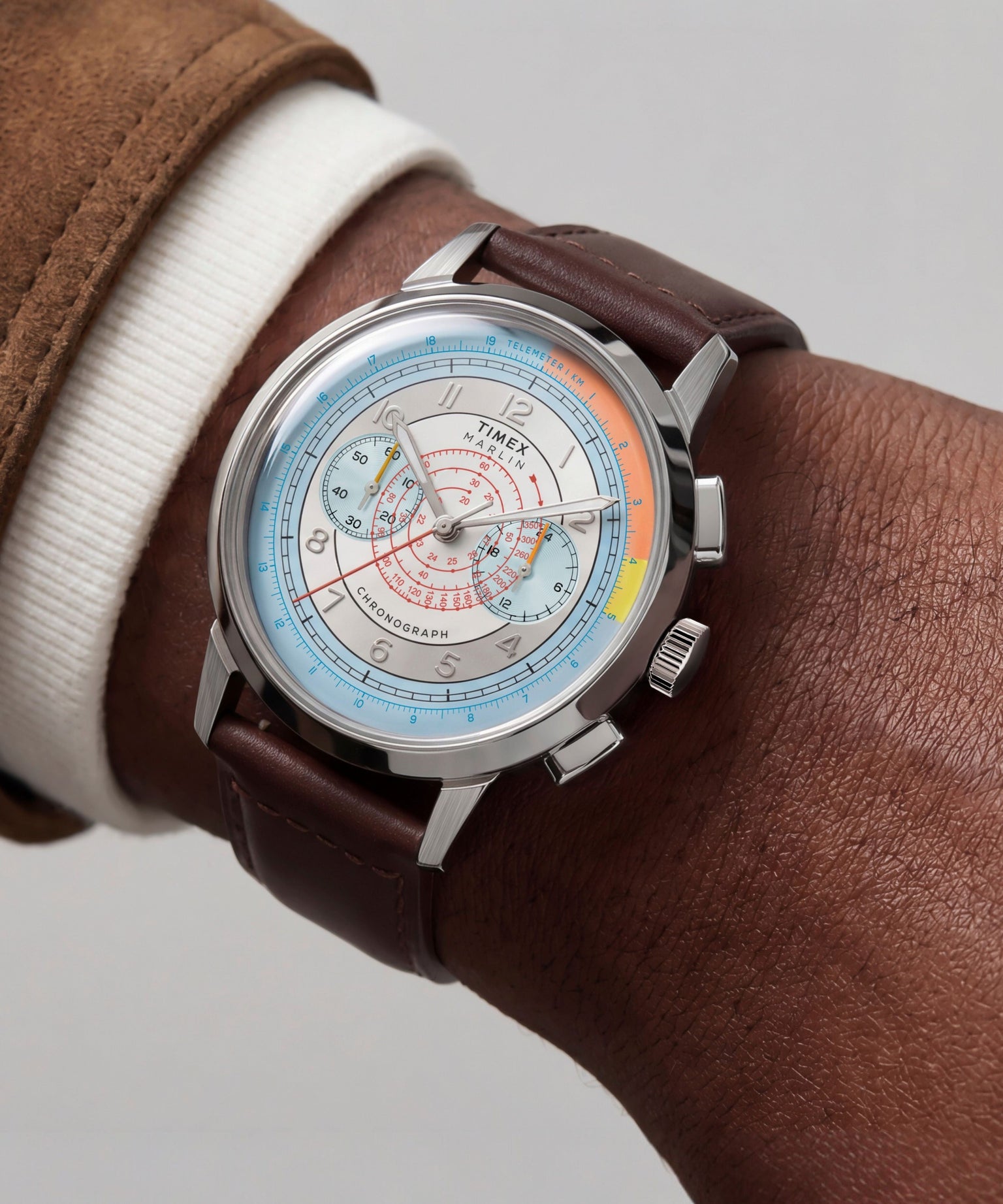 Marlin® Neo Classic Chronograph 40mm Leather Strap Watch