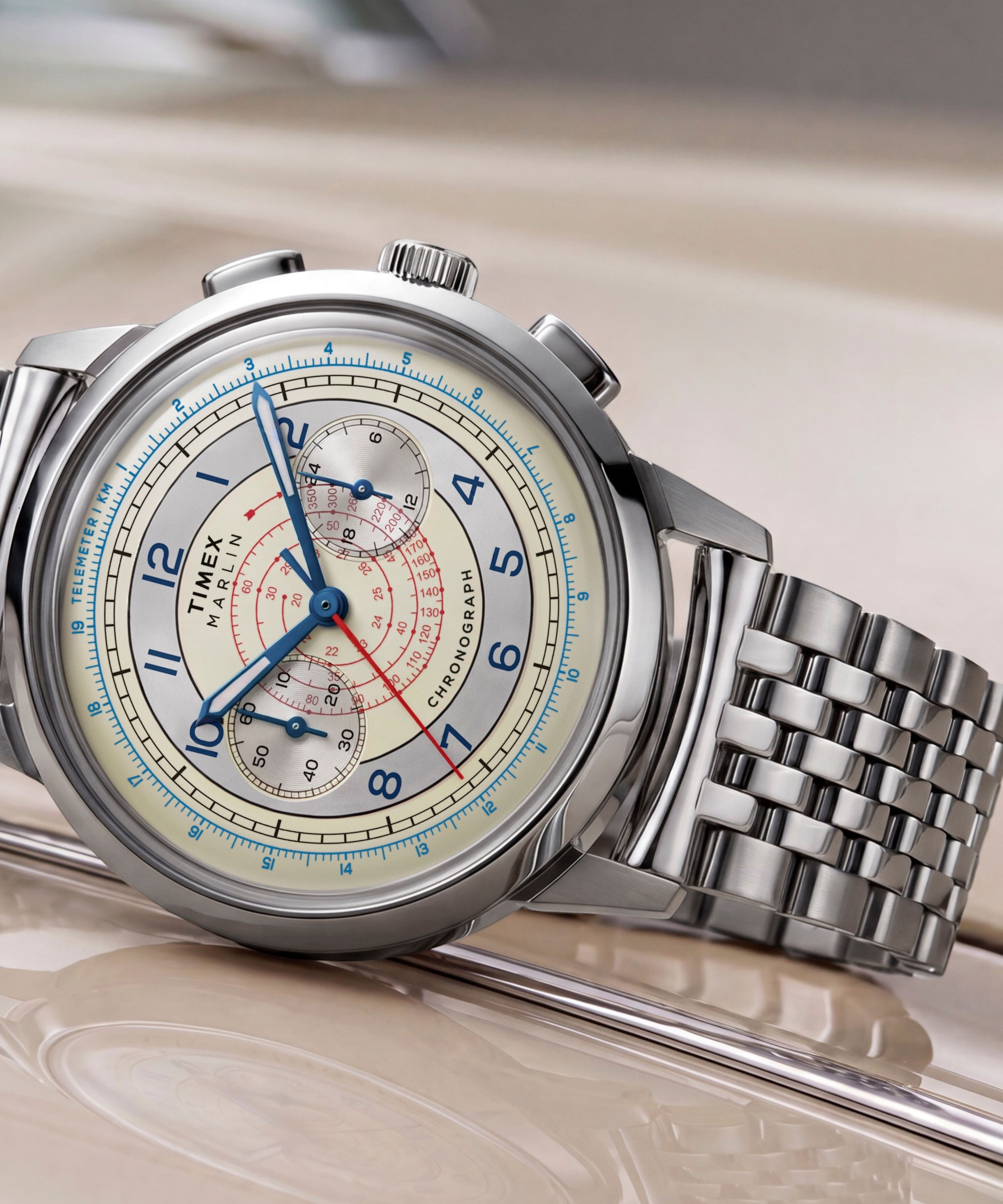 Marlin® Neo Classic Chronograph 40mm Stainless Steel Bracelet Watch