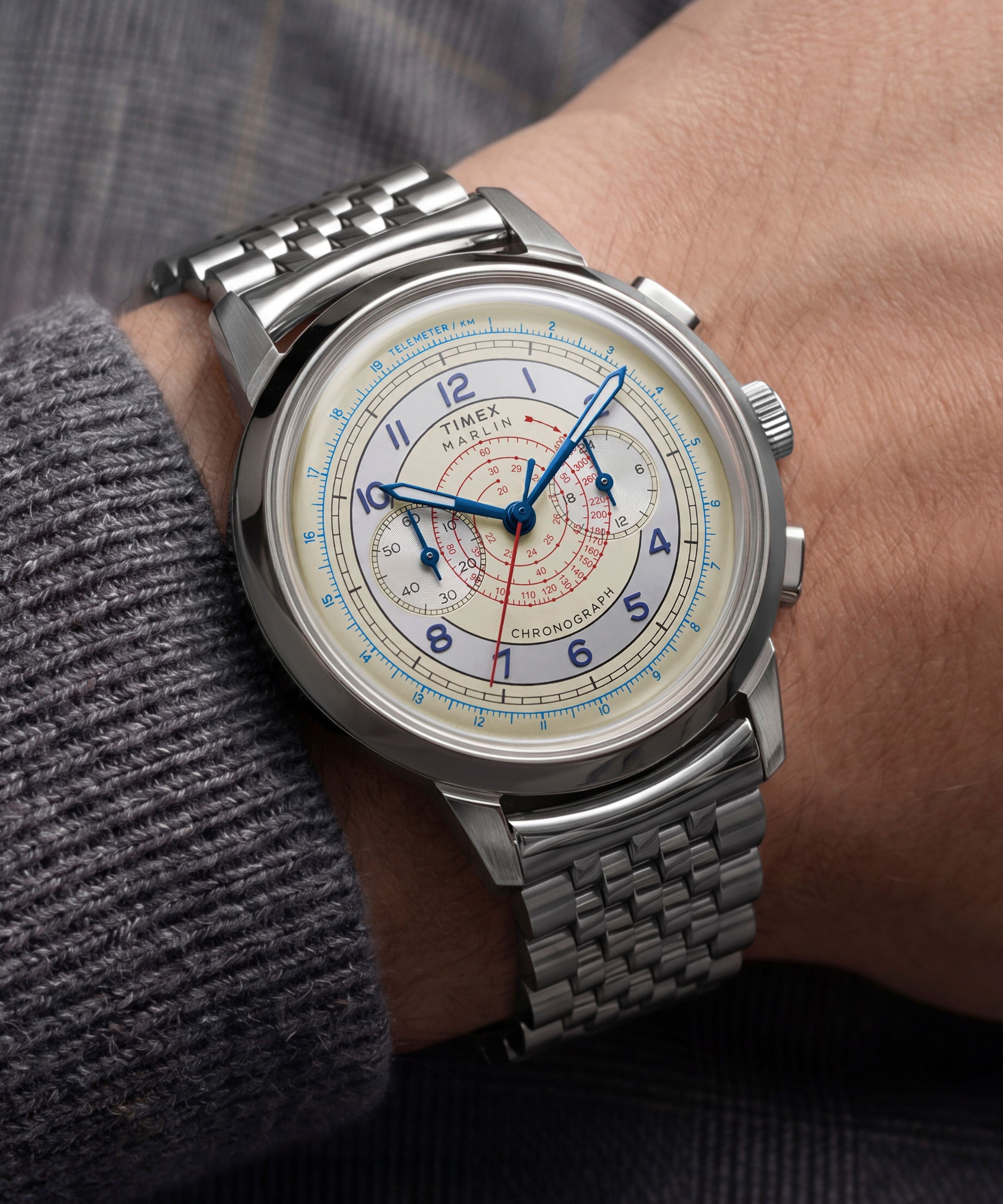Marlin® Neo Classic Chronograph 40mm Stainless Steel Bracelet Watch