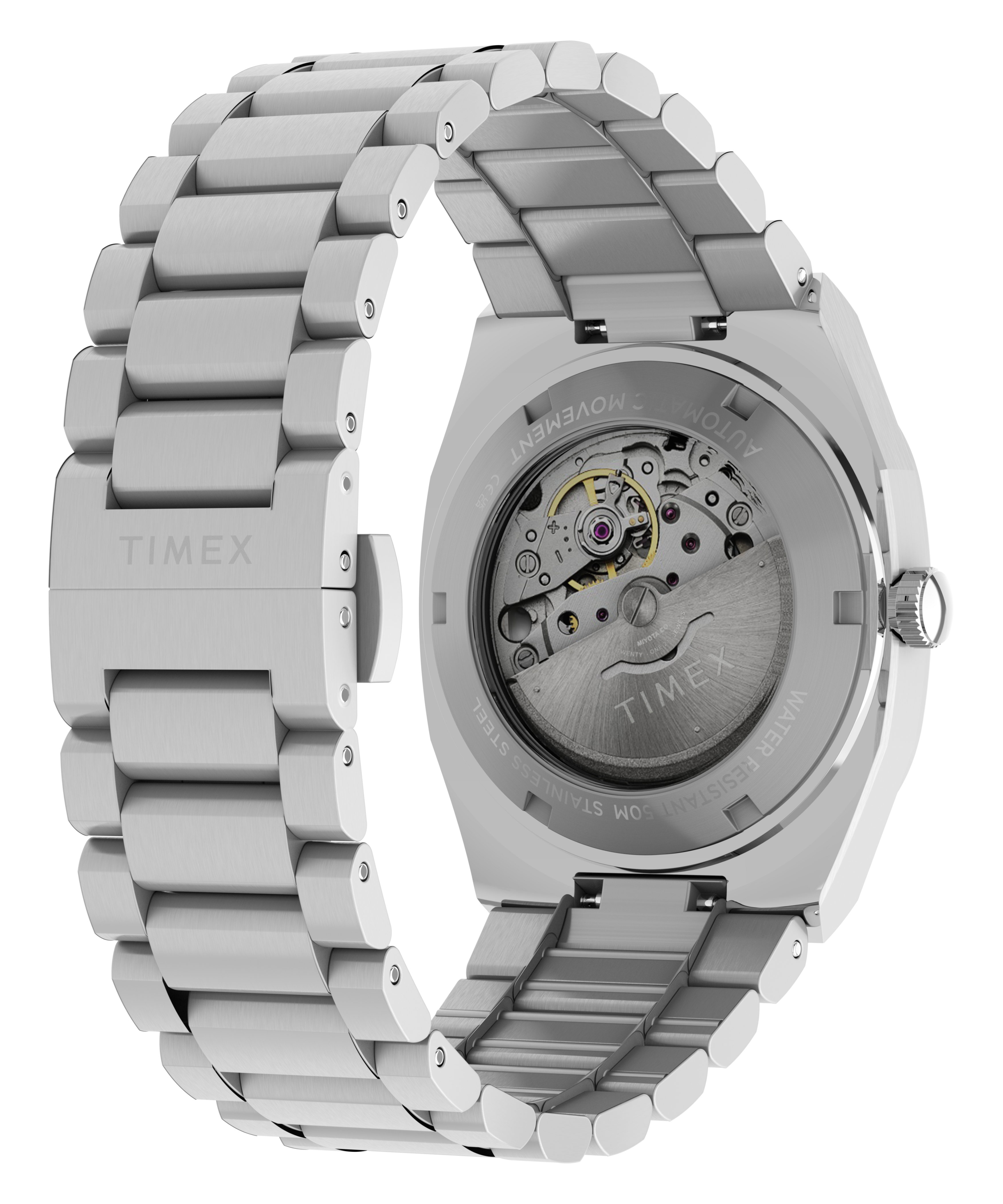 Timex® Automatic E Line 38mm Stainless Steel Bracelet Watch