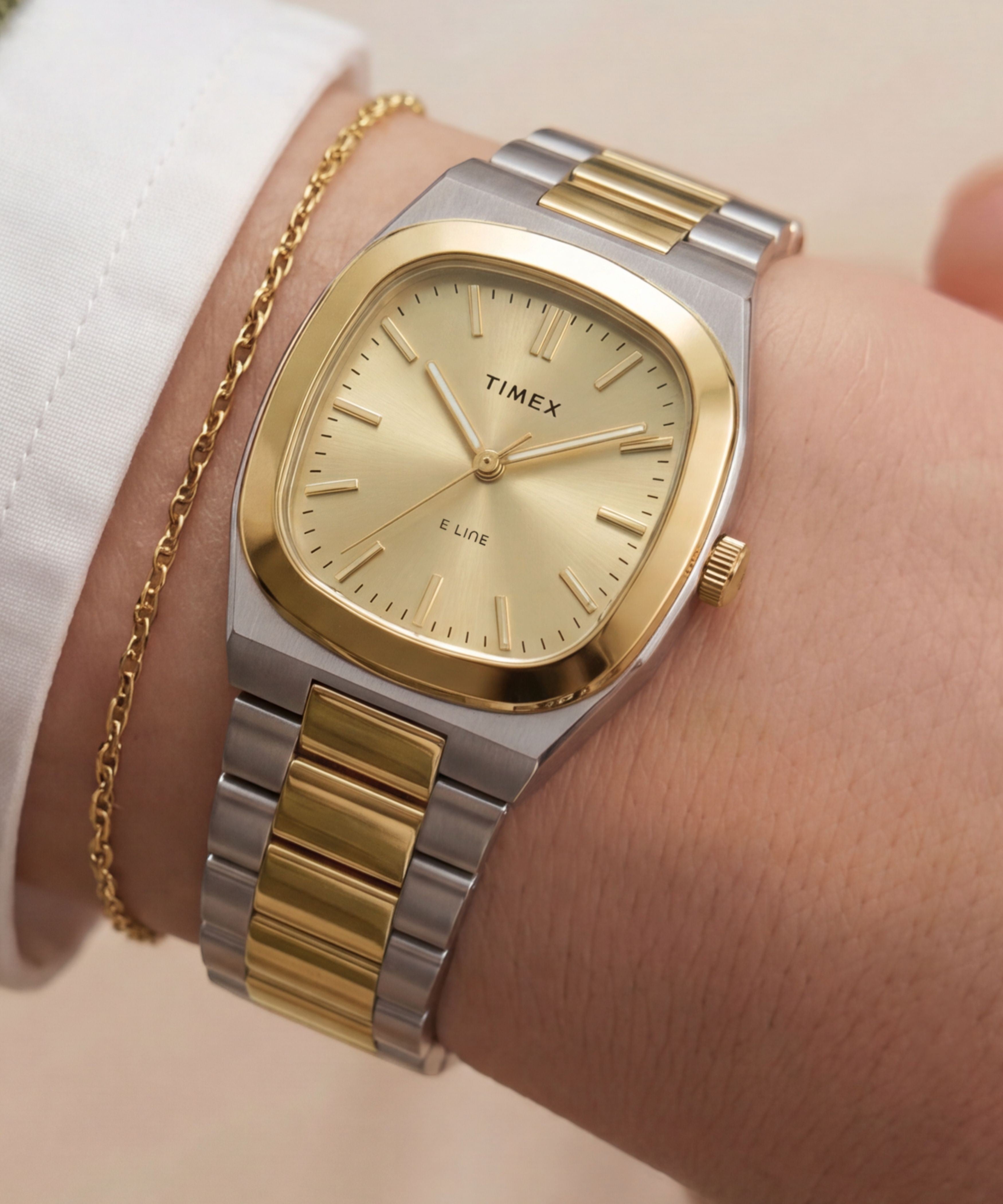 Timex® Quartz E Line 30mm Stainless Steel Bracelet Watch