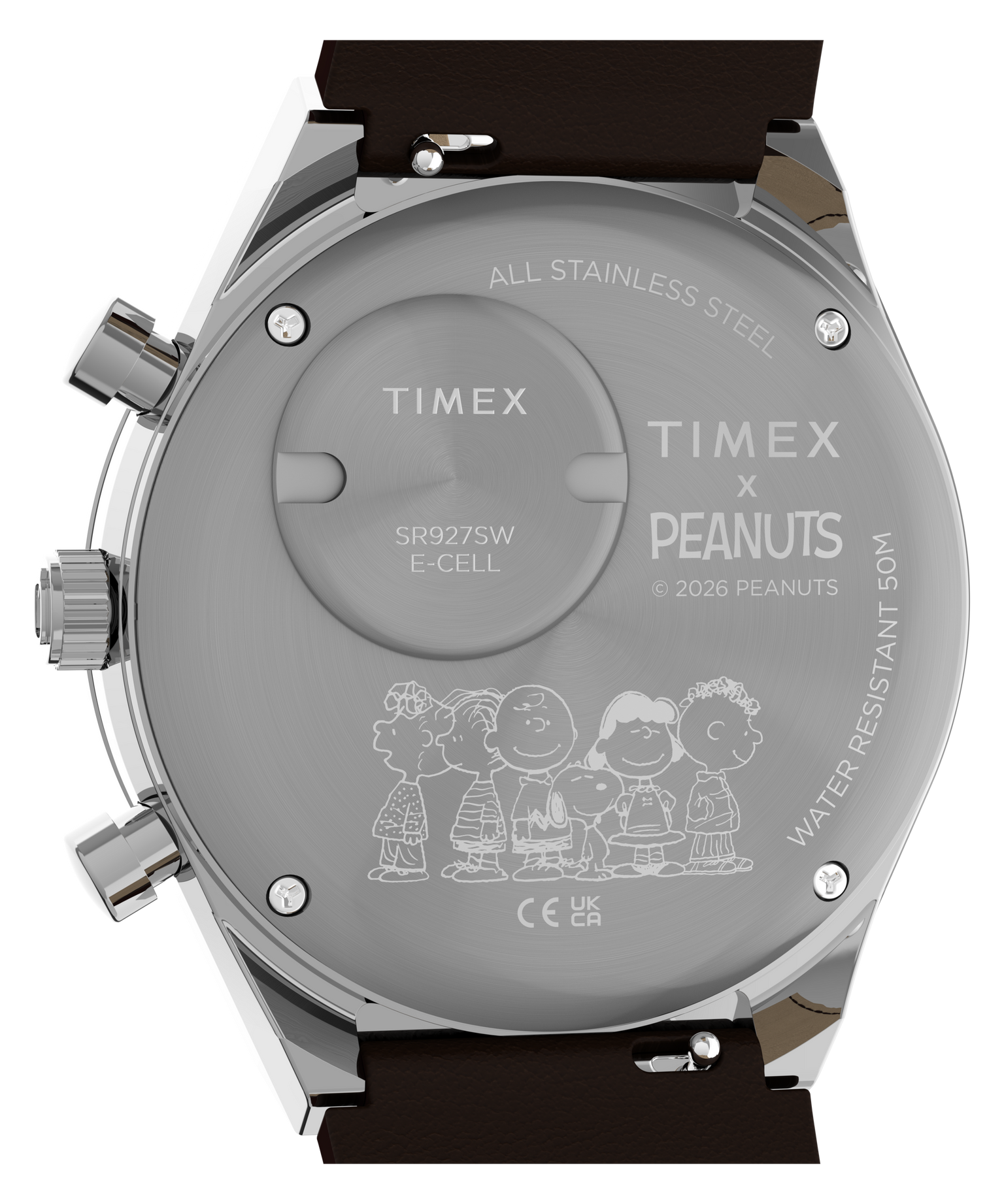 Peanuts® x Q Timex Chronograph 40mm Leather Strap Watch
