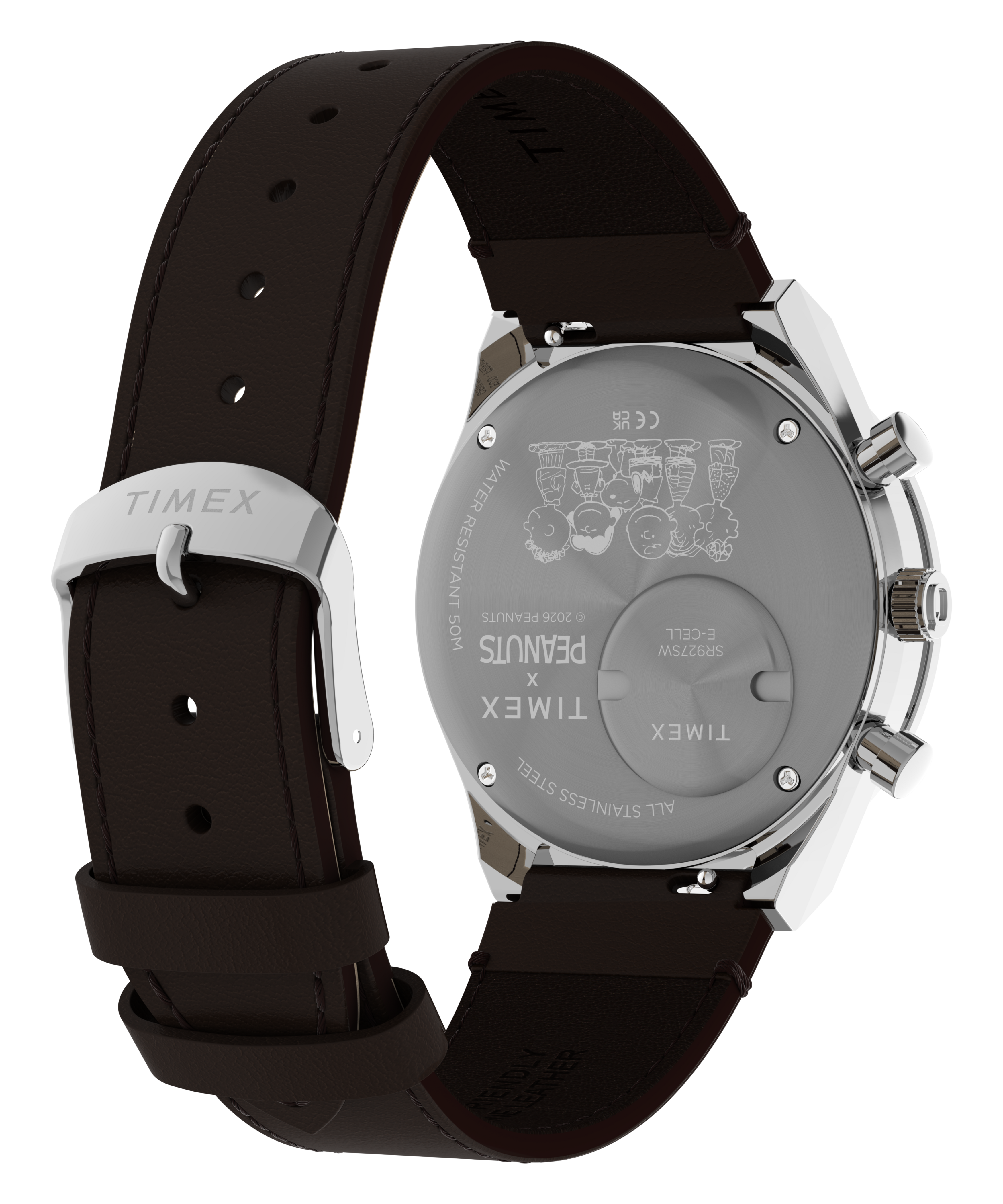 Peanuts® x Q Timex Chronograph 40mm Leather Strap Watch