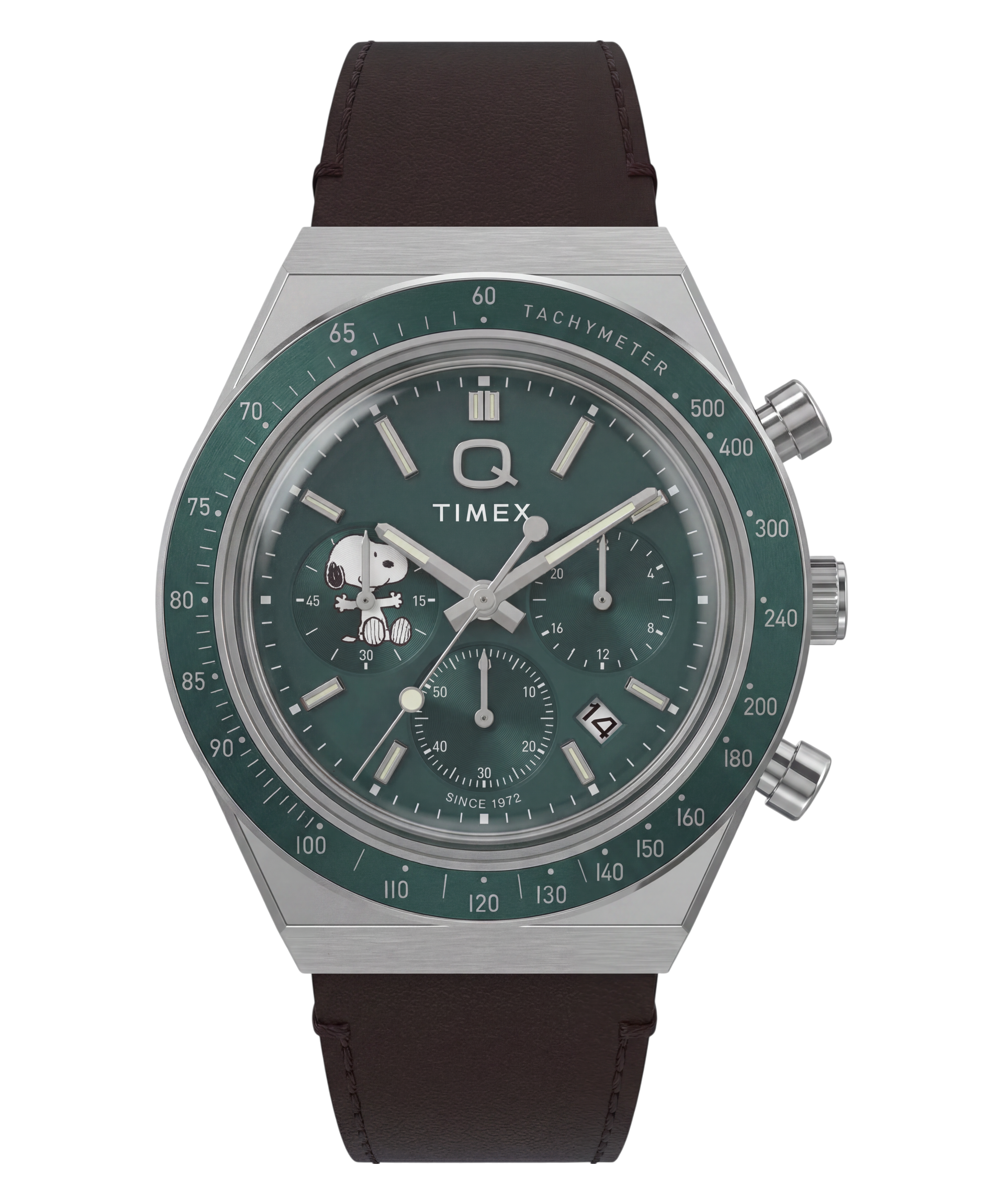 Peanuts® x Q Timex Chronograph 40mm Leather Strap Watch