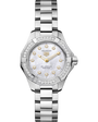Aquaracer Professional 100 Solargraph | 28mm, Steel, Mother-of-pearl Dial, Diamond Bezel, Womens Watch