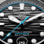 TAG Heuer Aquaracer Professional 500 watch face with blue hands, black dial, and white hour markers.