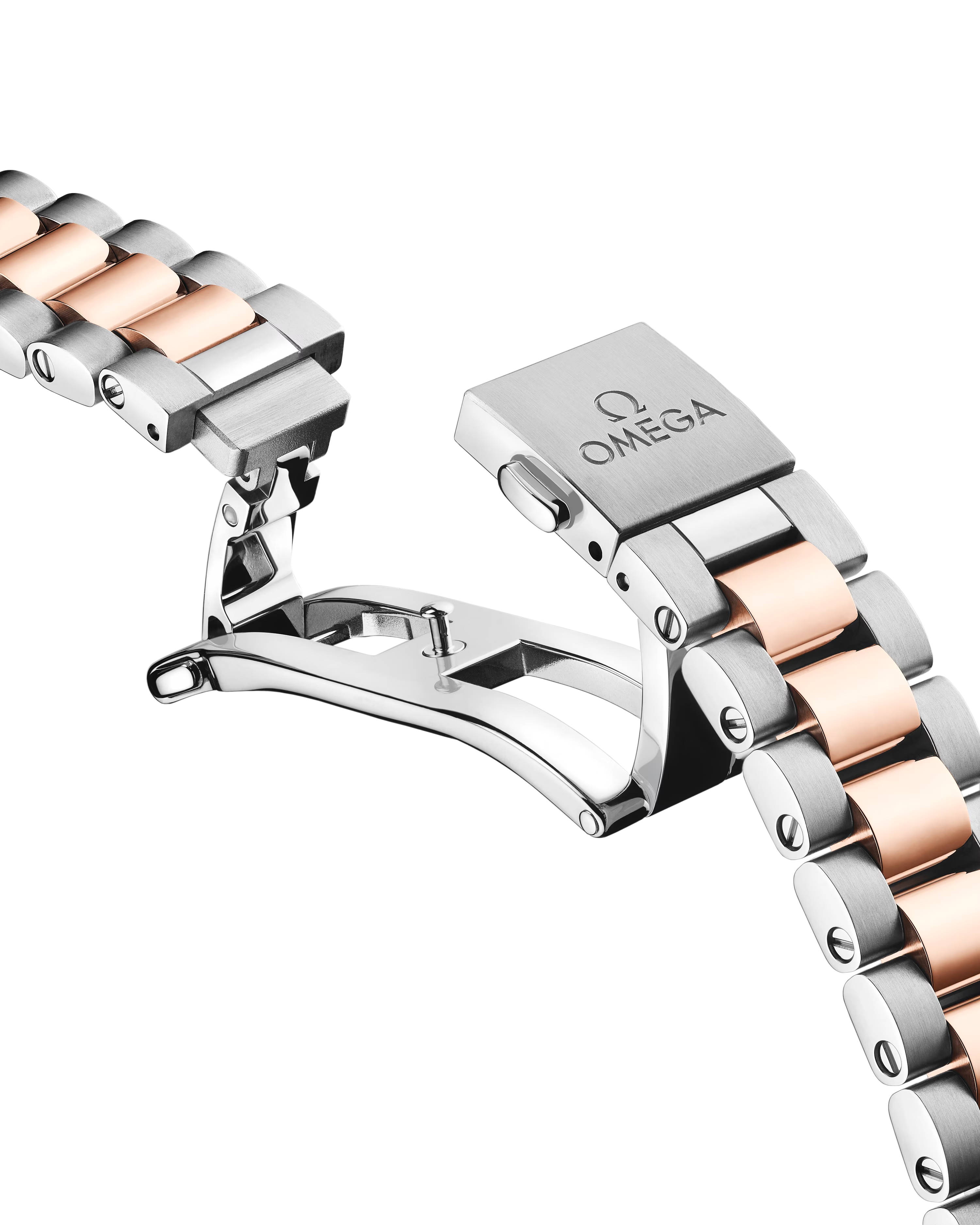 OMEGA Seamaster Aqua Terra 150M 30mm, Sedna™ gold on steel Watch integrated two-tone bracelet clasp