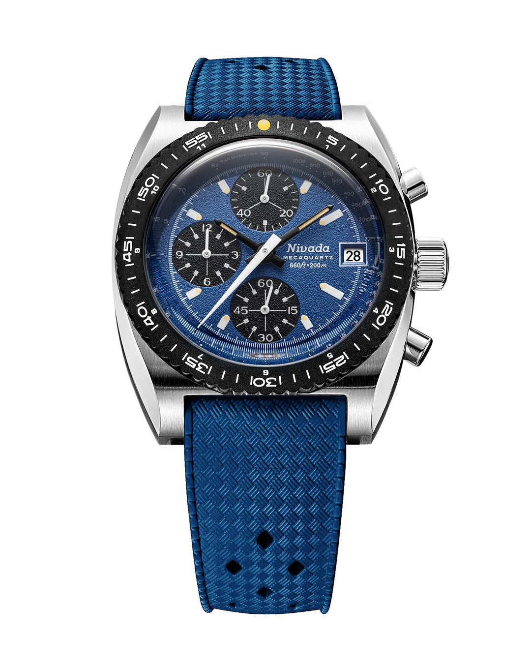 Autochron Blue Mecaquartz | 38mm, Stainless Steel and Rubber