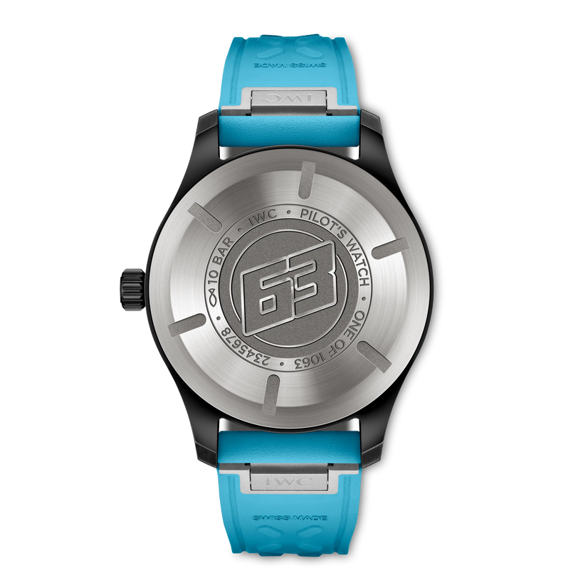 Watch with blue strap and silver case on a white background
