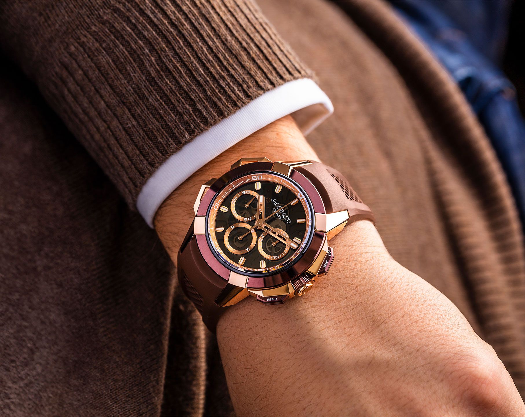 Epic X Chrono | 44mm, Tri-Compax, Ceramic Rose Gold Case