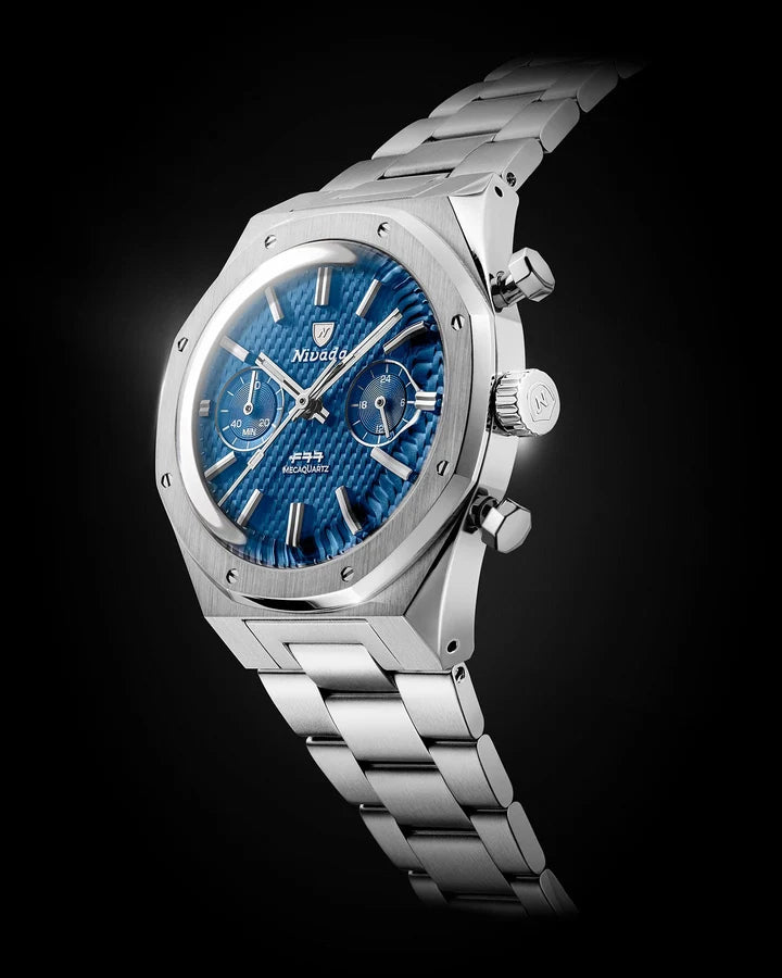 F77 SST Chrono Mechaquartz Blue MK2 | 38mm, Stainless Steel