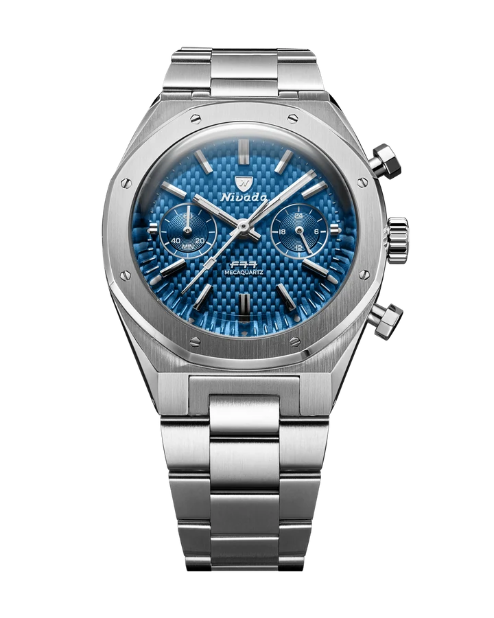 F77 SST Chrono Mechaquartz Blue MK2 | 38mm, Stainless Steel
