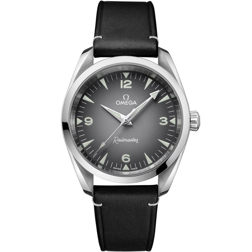 OMEGA Seamaster Railmaster Grey Dial Leather Strap