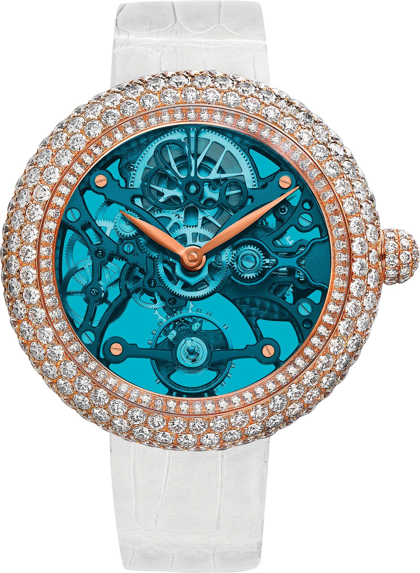 Brilliant Skeleton Northern Lights | 44mm, Rose Gold Case, Rubber Strap