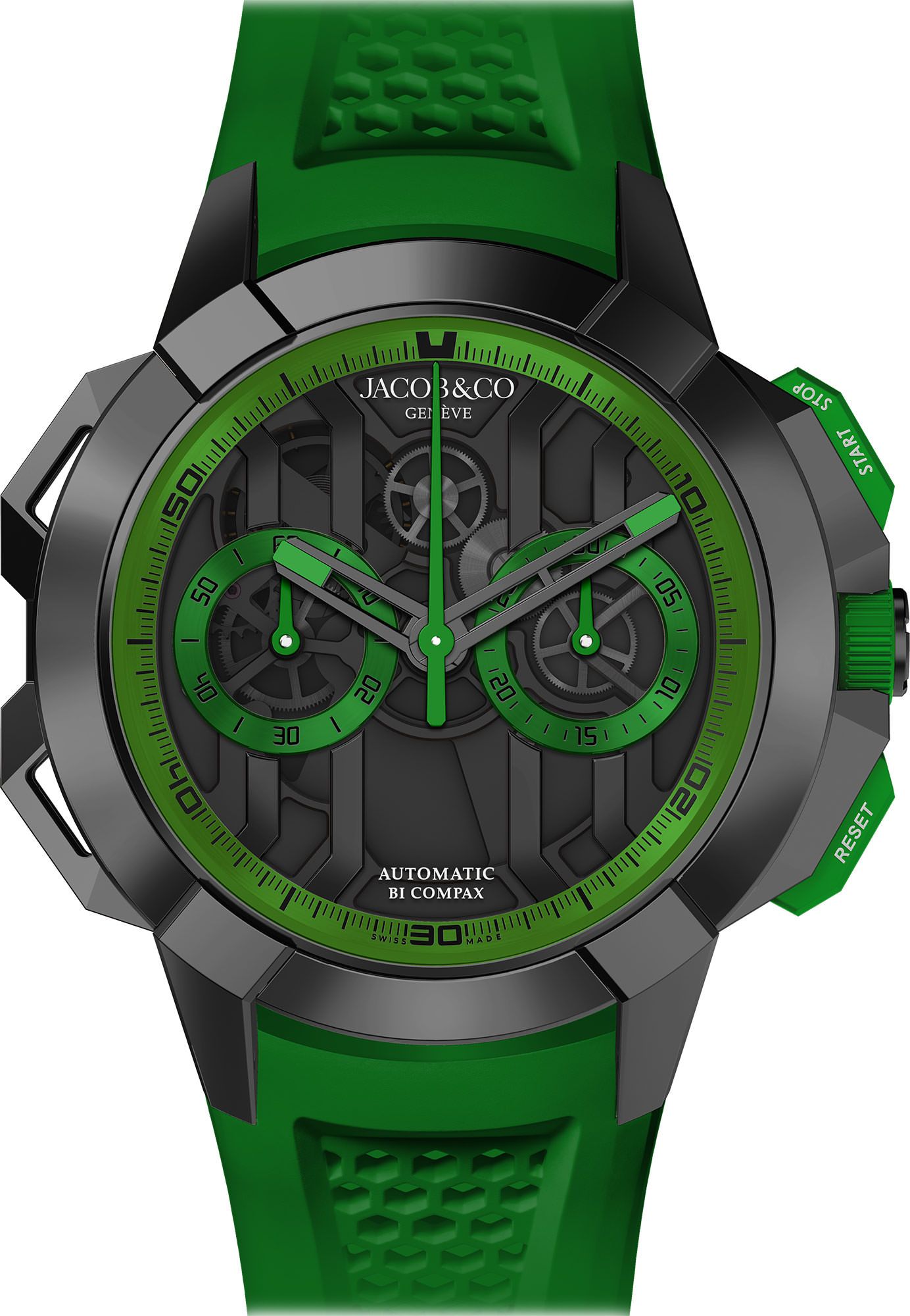 Epic X Chrono | 44mm, Black Titanium, Green Inner Ring