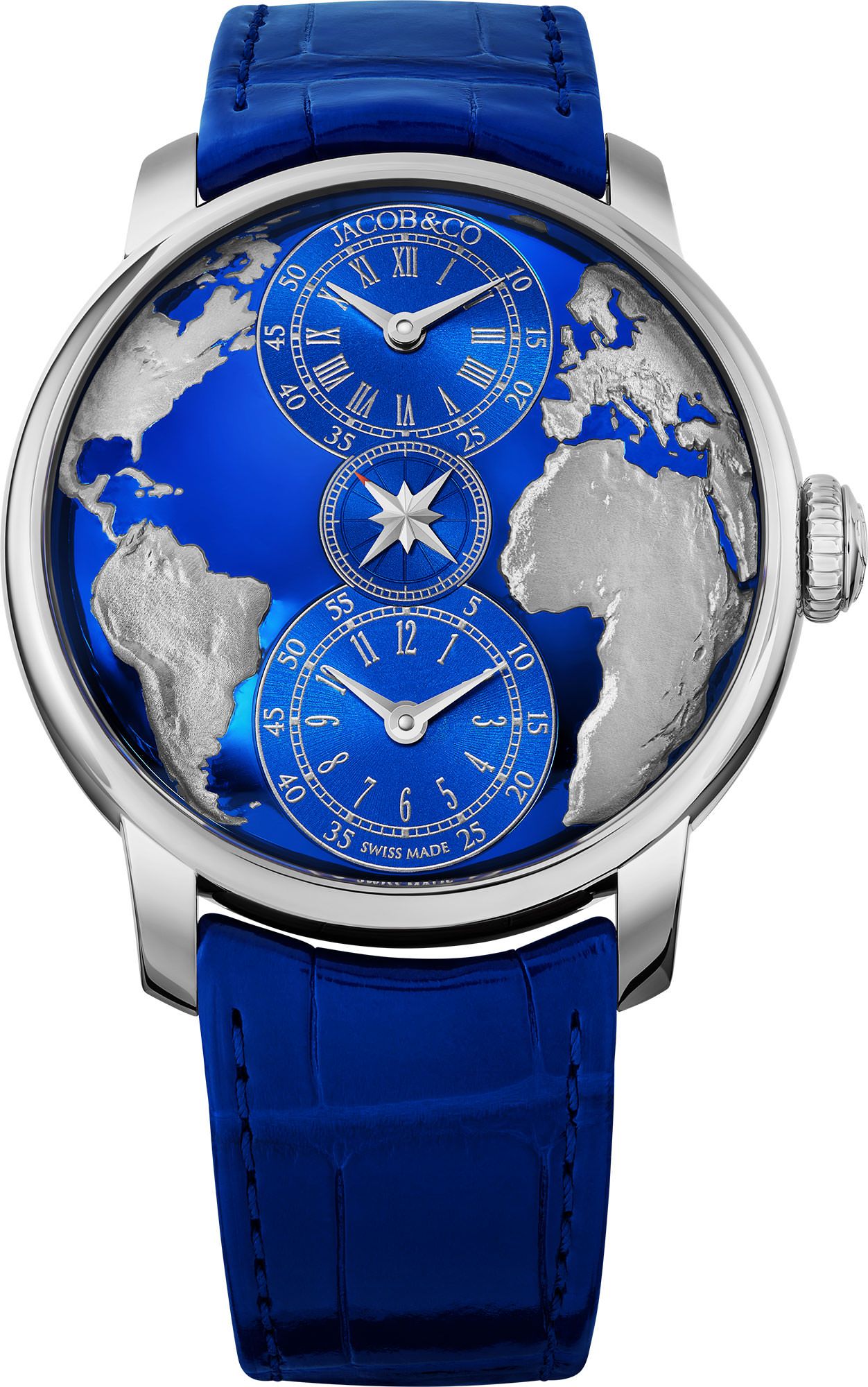 The World Is Yours Dual Time Zone | 43mm, Leather Strap, Steel Case