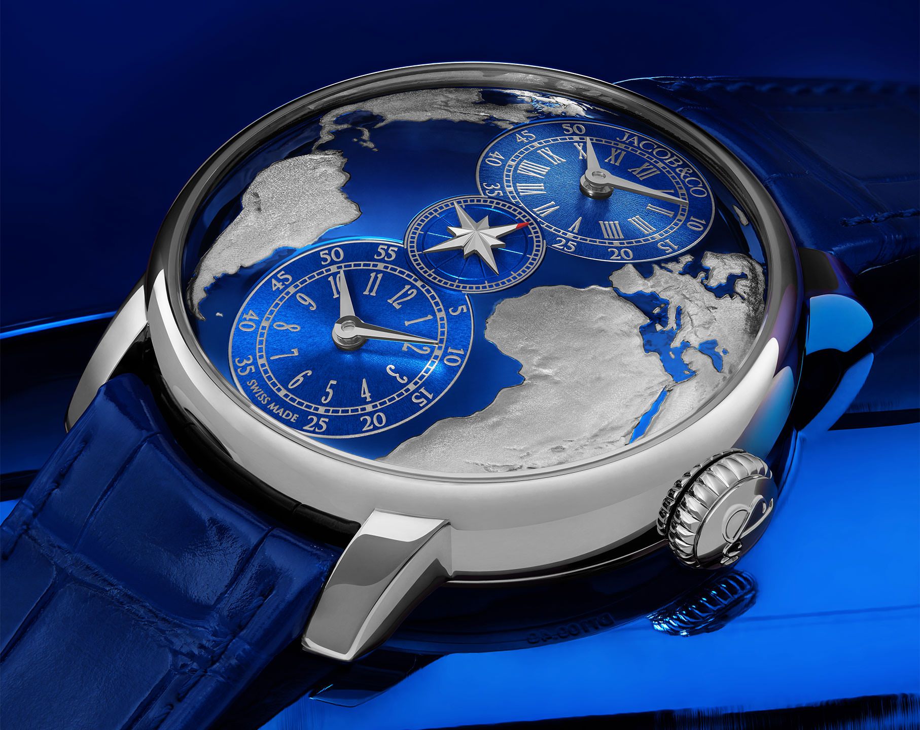 The World Is Yours Dual Time Zone | 43mm, Leather Strap, Steel Case