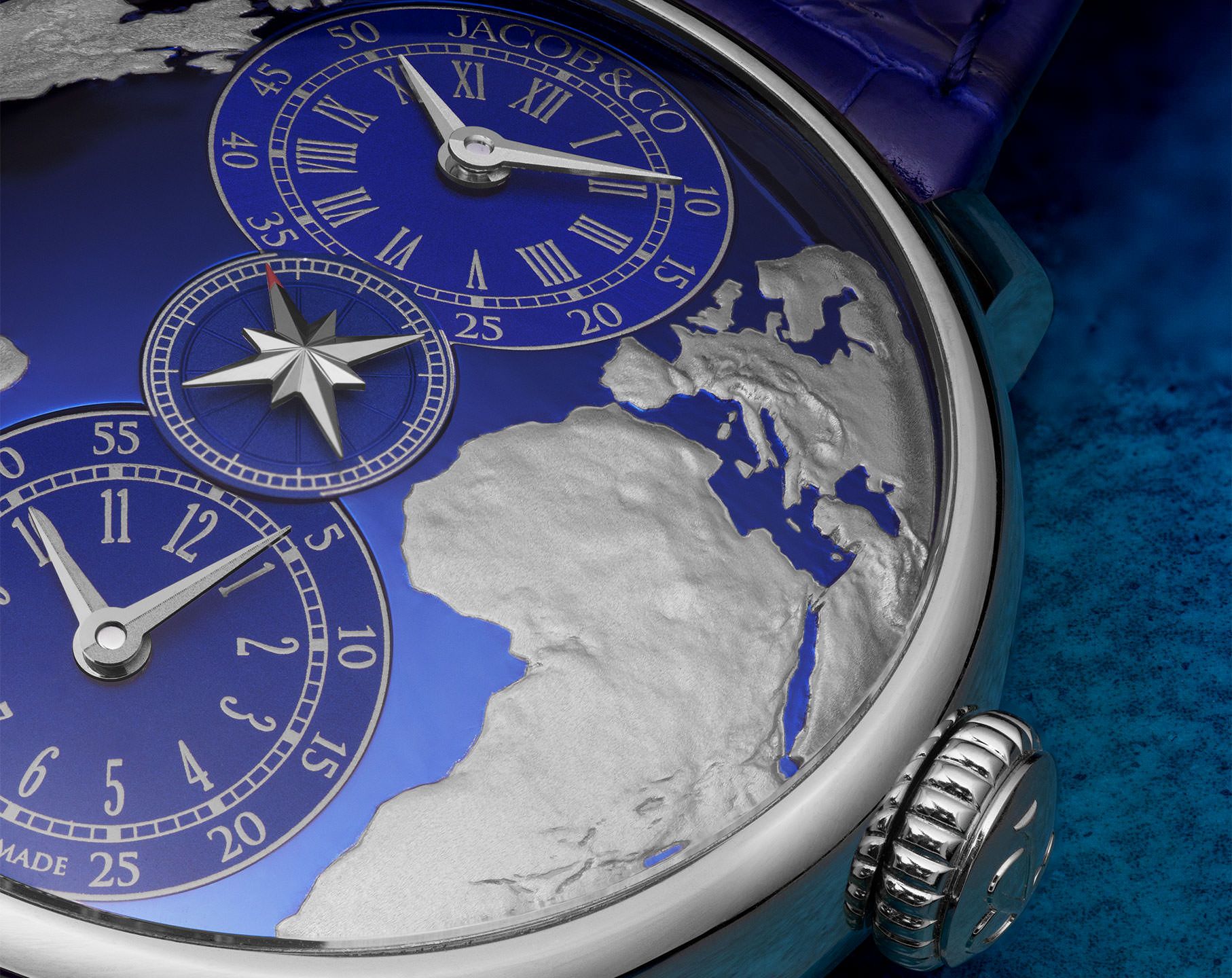 The World Is Yours Dual Time Zone | 43mm, Leather Strap, Steel Case