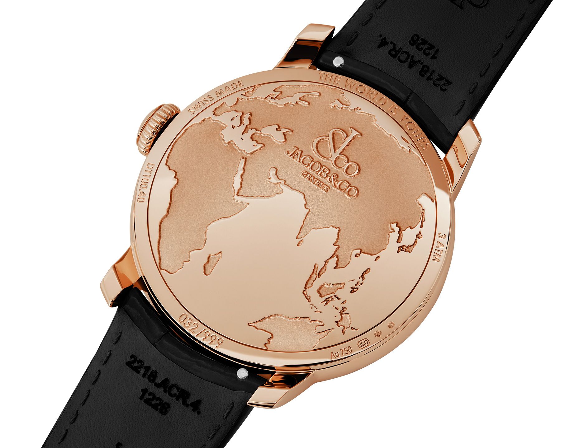 The World Is Yours Dual Time Zone | 43mm, Rose Gold Case, Leather Strap