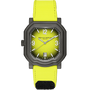 The Gerald Charles Maestro GC Sport Tennis Limited Edition is a square-faced watch with a bright yellow strap and dial, black case, and white numerals and hands.