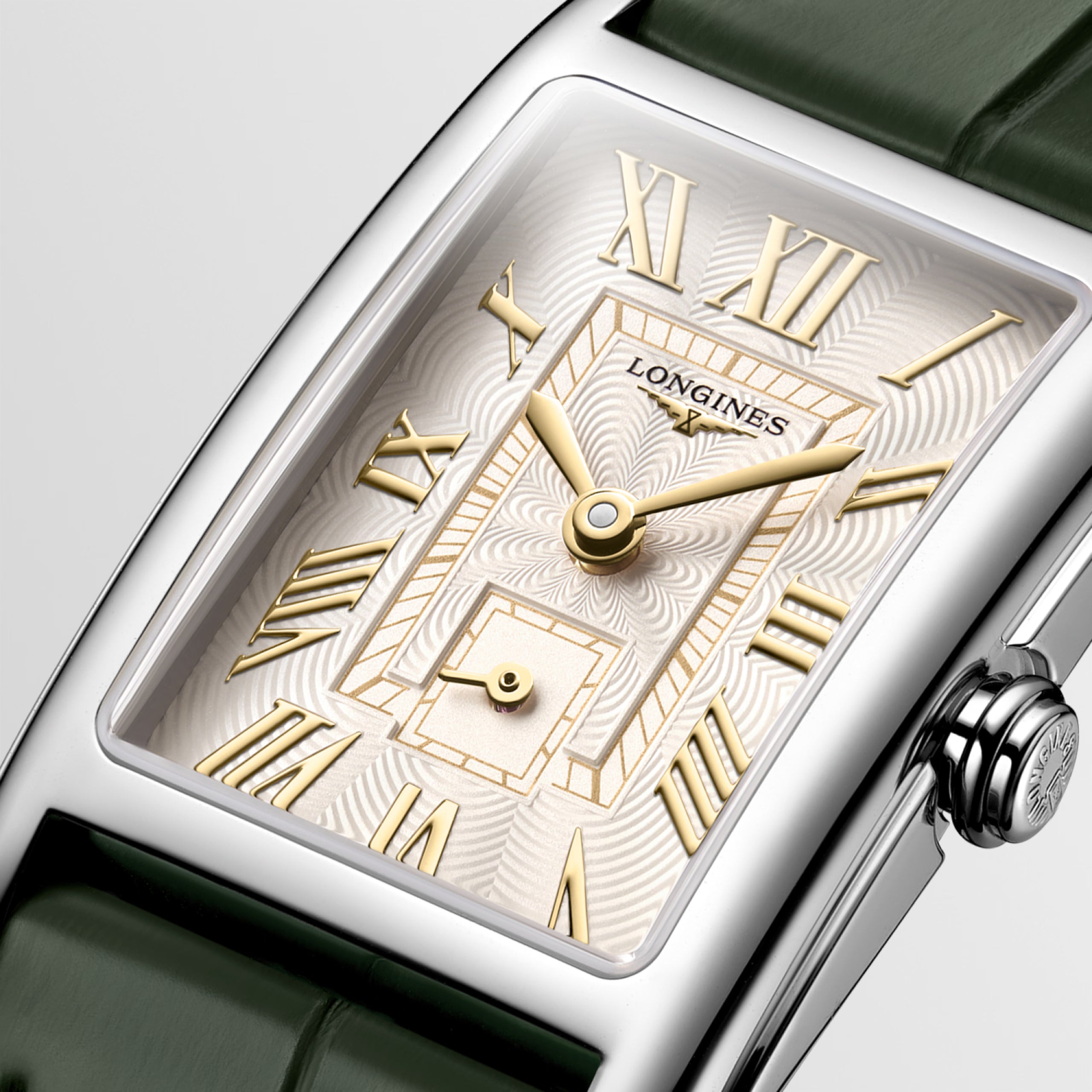 DolceVita | 32mm, Stainless Steel, Ivory Gilt "flinqué" Dial, Green Alligator Strap, Womens Watch