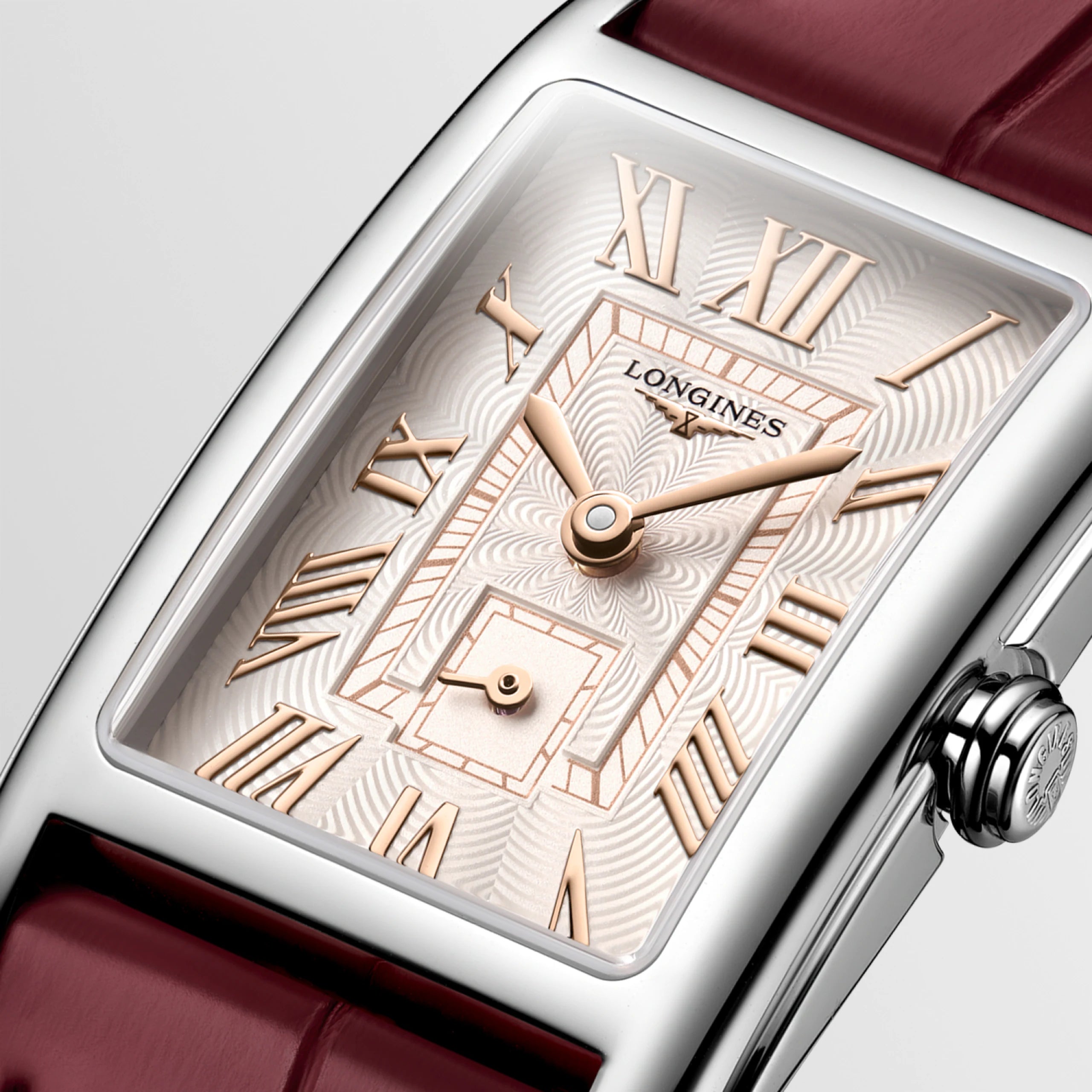 DolceVita | 32mm, Stainless Steel, Ivory Rose "flinqué" Dial, Maple Red Alligator Strap, Womens Watch