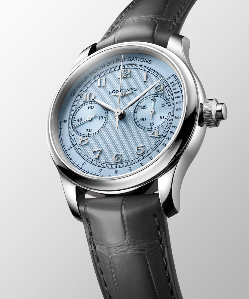 Master Chrono Monopusher | 41mm, Stainless Steel Case, Frosted Blue "Barleycorn" Dial
