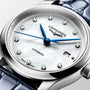 Master | 30mm, Stainless Steel, White mother-of-pearl Dial, Blue Alligator Leather,  Womens Watch