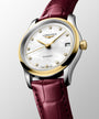 Master | 34mm, Stainless Steel and 18K Yellow Gold, White mother-of-pearl Dial, Bordeaux Alligator Leather, Womens Watch
