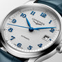 Master | 39mm, Stainless Steel, Silver "barleycorn" Dial, Blue Alligator Leather, Mens Watch