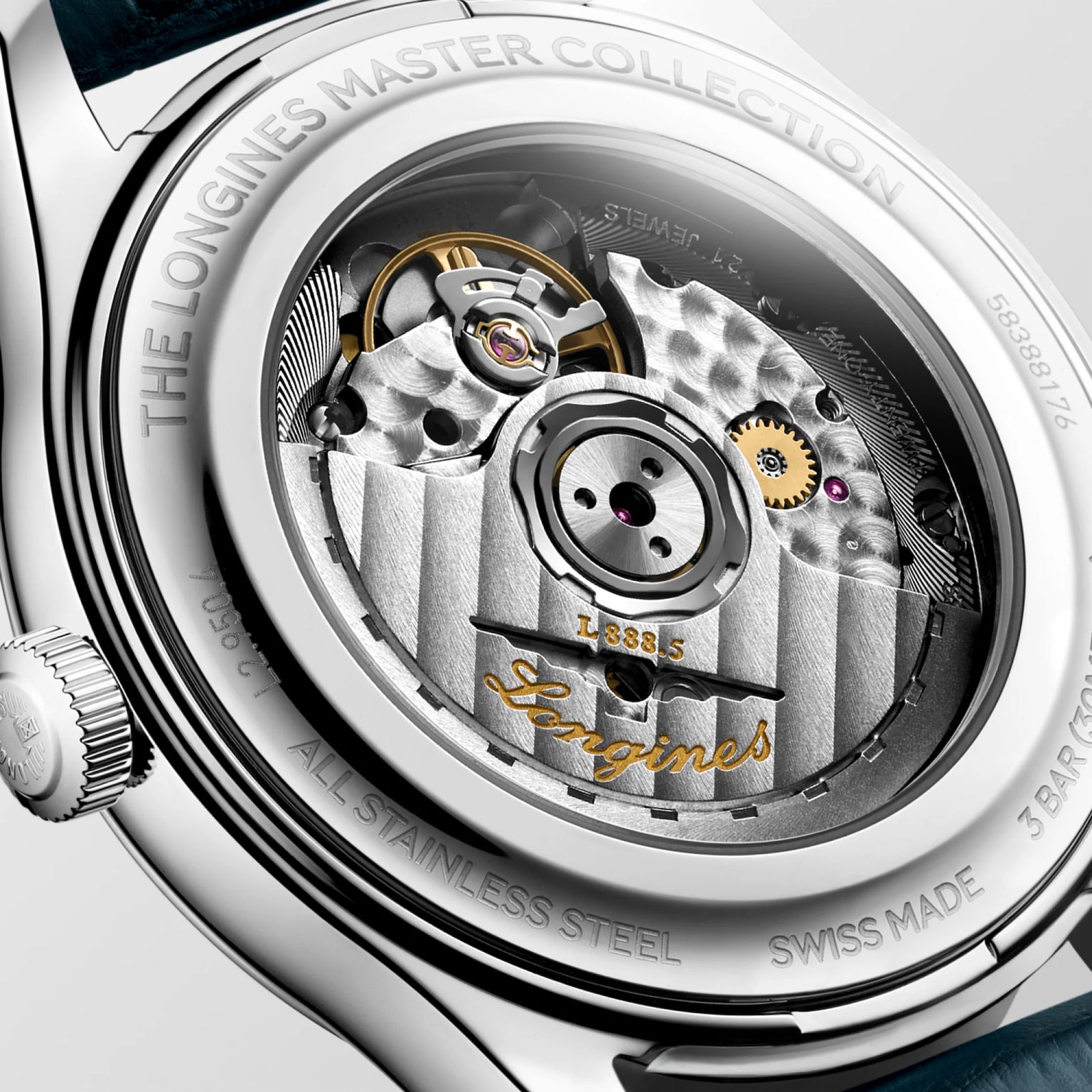 Master | 41mm, Stainless Steel, Blue "barleycorn" Dial, Blue Alligator Leather, Mens Watch