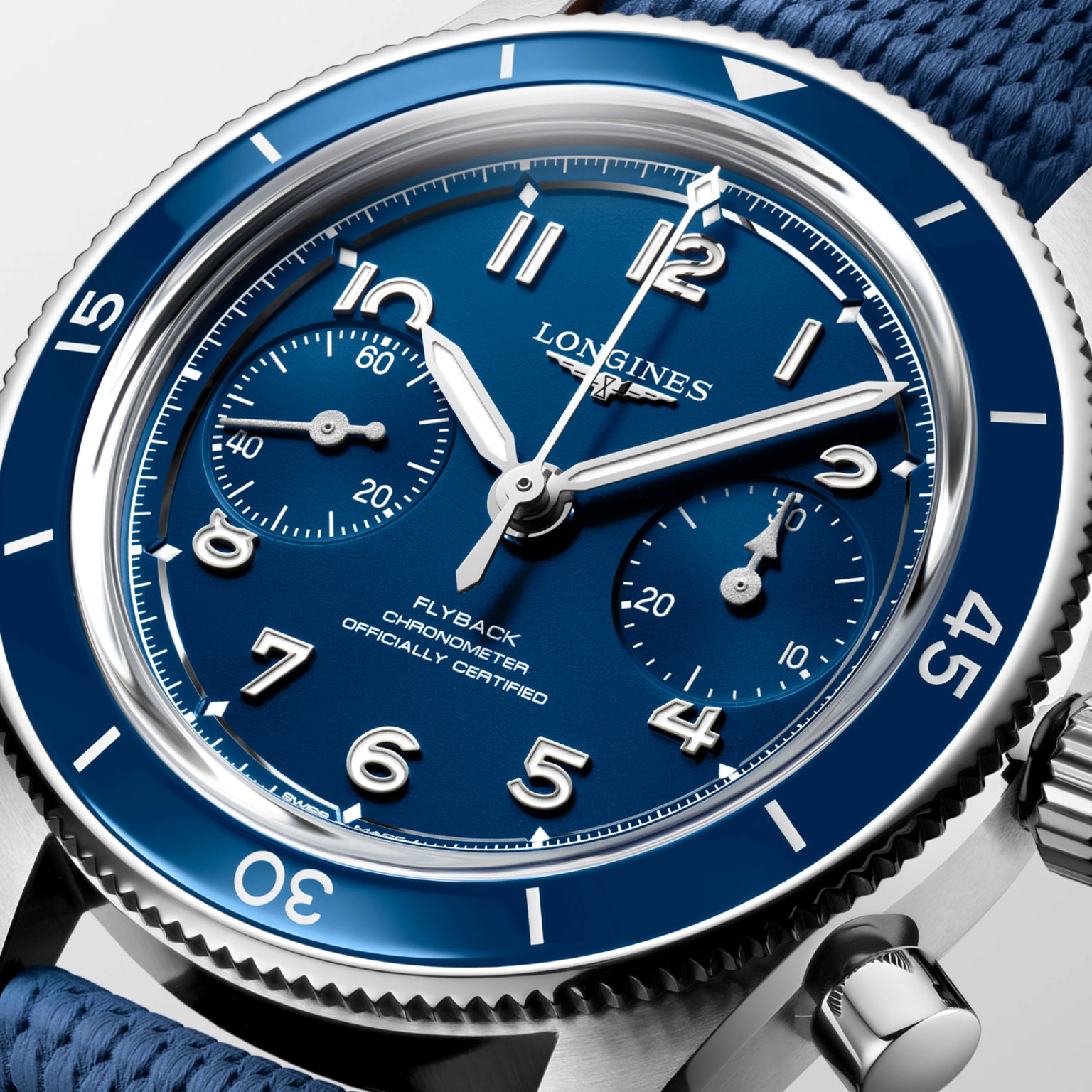 Spirit Pilot Flyback | 39mm, Blue Rubber