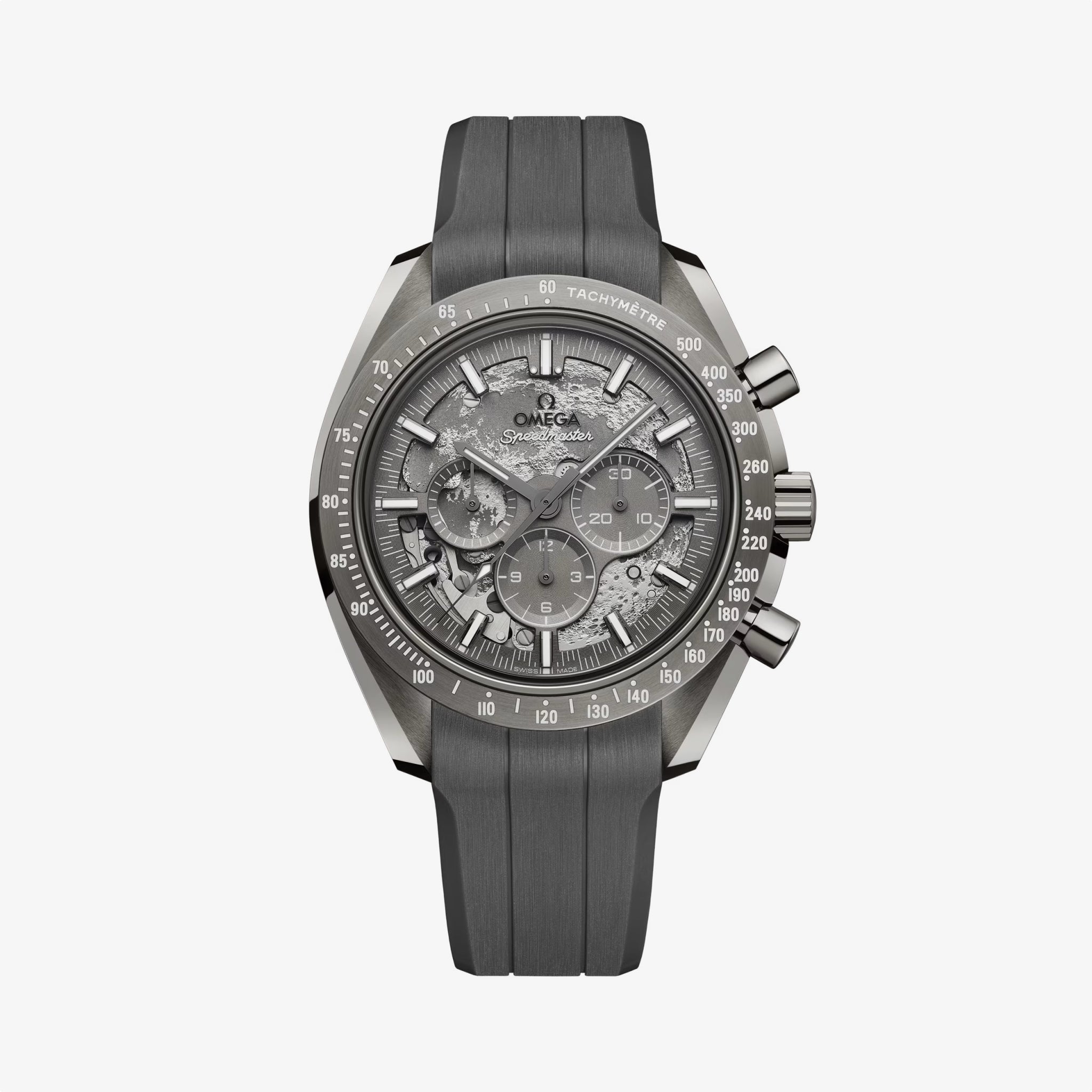OMEGA Speedmaster Dark side of the Moon grey watch with rubber strap