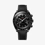 OMEGA Speedmaster Dark Side of the Moon black watch with black fabric strap white stiching