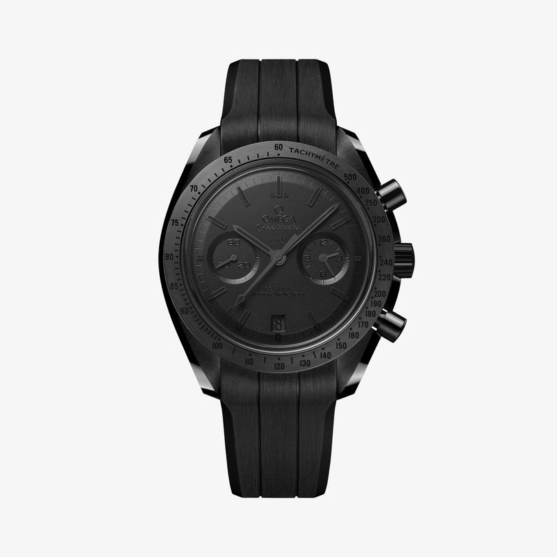 OMEGA Speedmaster Dark Side of the Moon all black watch with matte black rubber strap