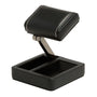 Black jewelry display stand on a white background