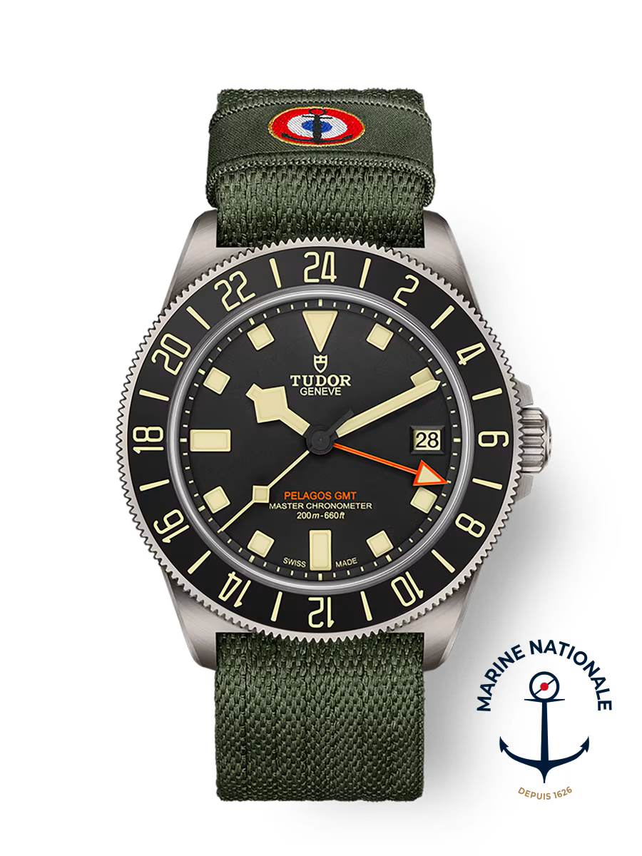 Tudor watch with green strap on a transparent background