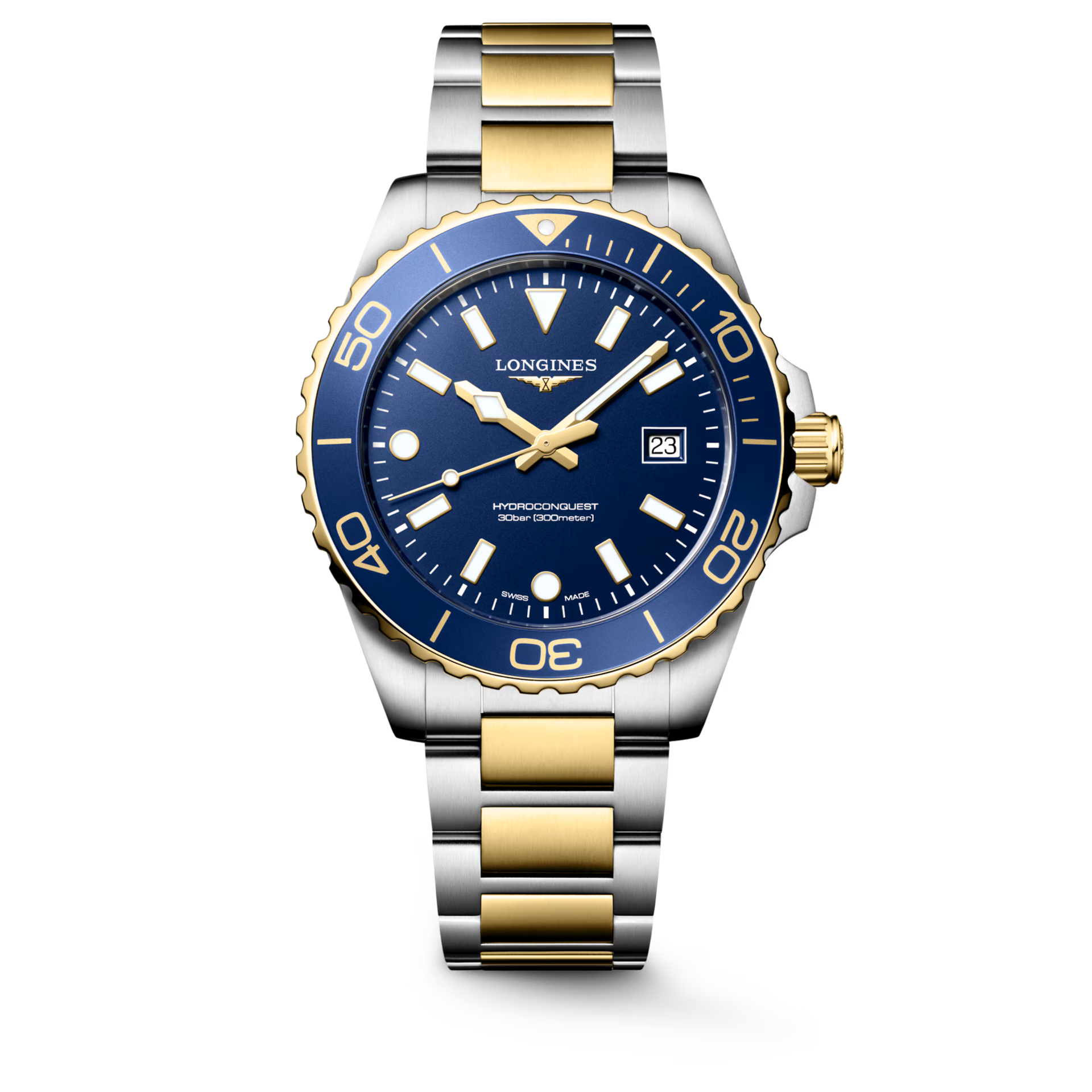 HydroConquest | 42mm, Stainless Steel & yellow PVD, Blue Dial