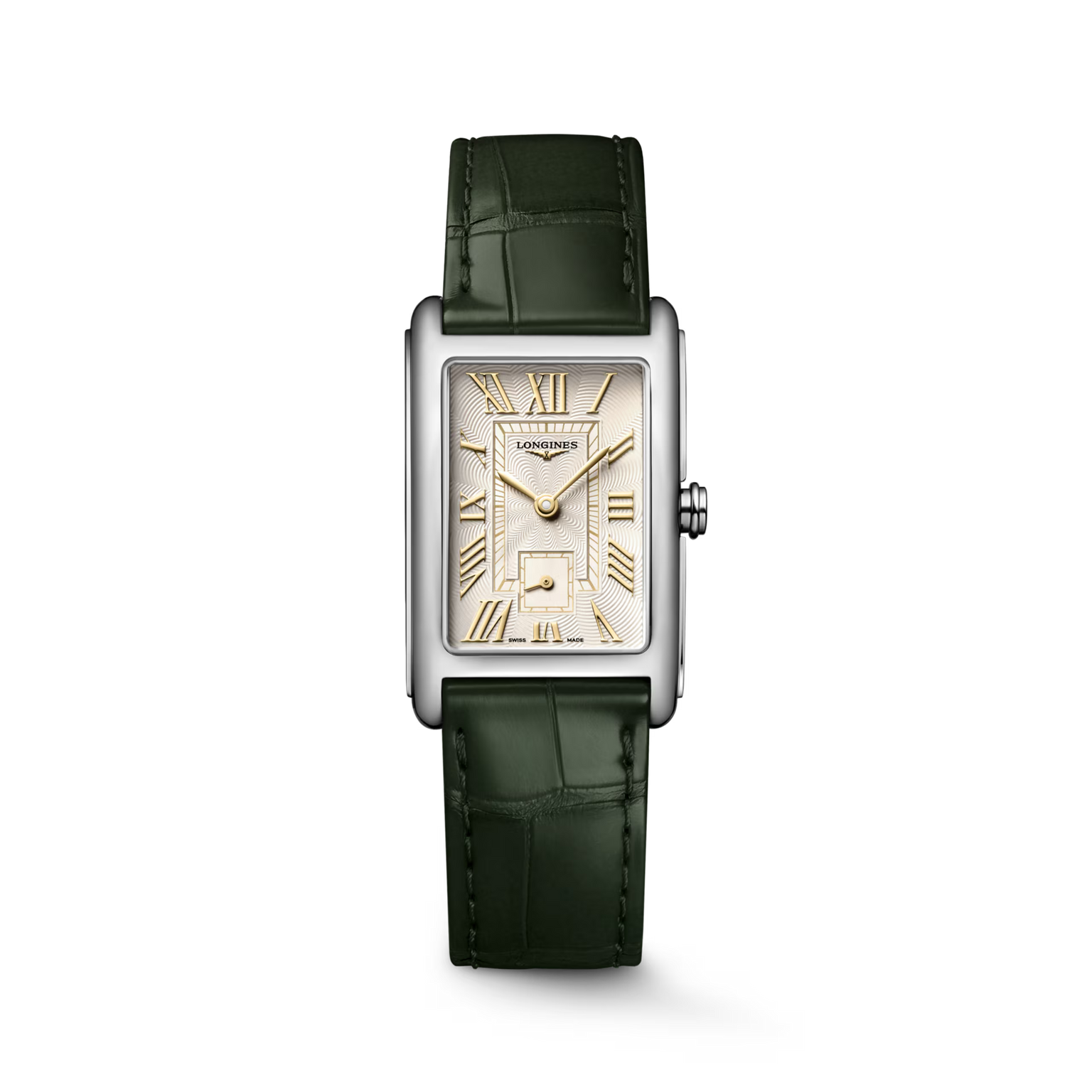 DolceVita | 37mm, Stainless Steel, Ivory Gilt "flinqué" Dial, Olive Green Alligator Leather Strap, Womens Watch