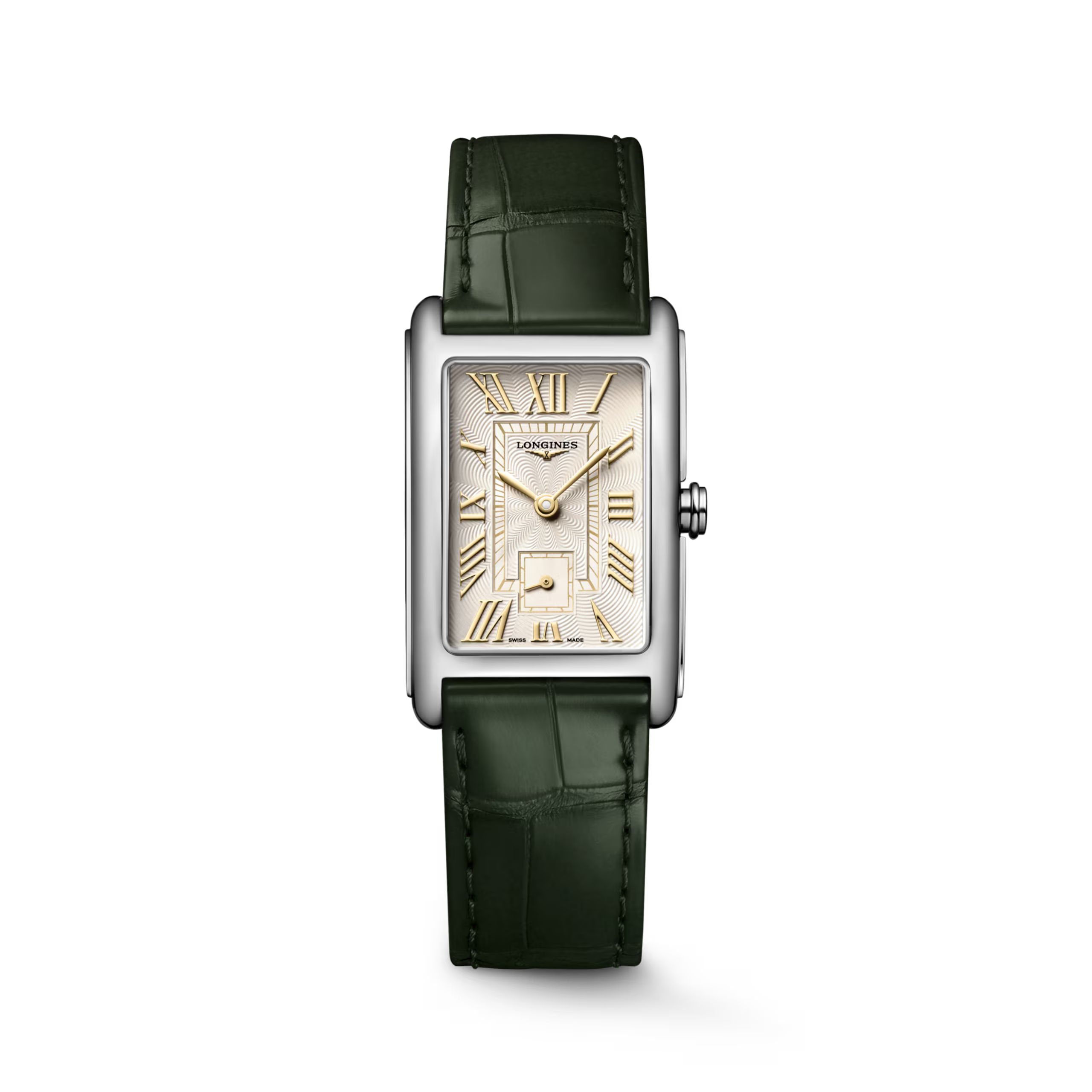 DolceVita | 37mm, Stainless Steel, Ivory Gilt "flinqué" Dial, Olive Green Alligator Leather Strap, Womens Watch