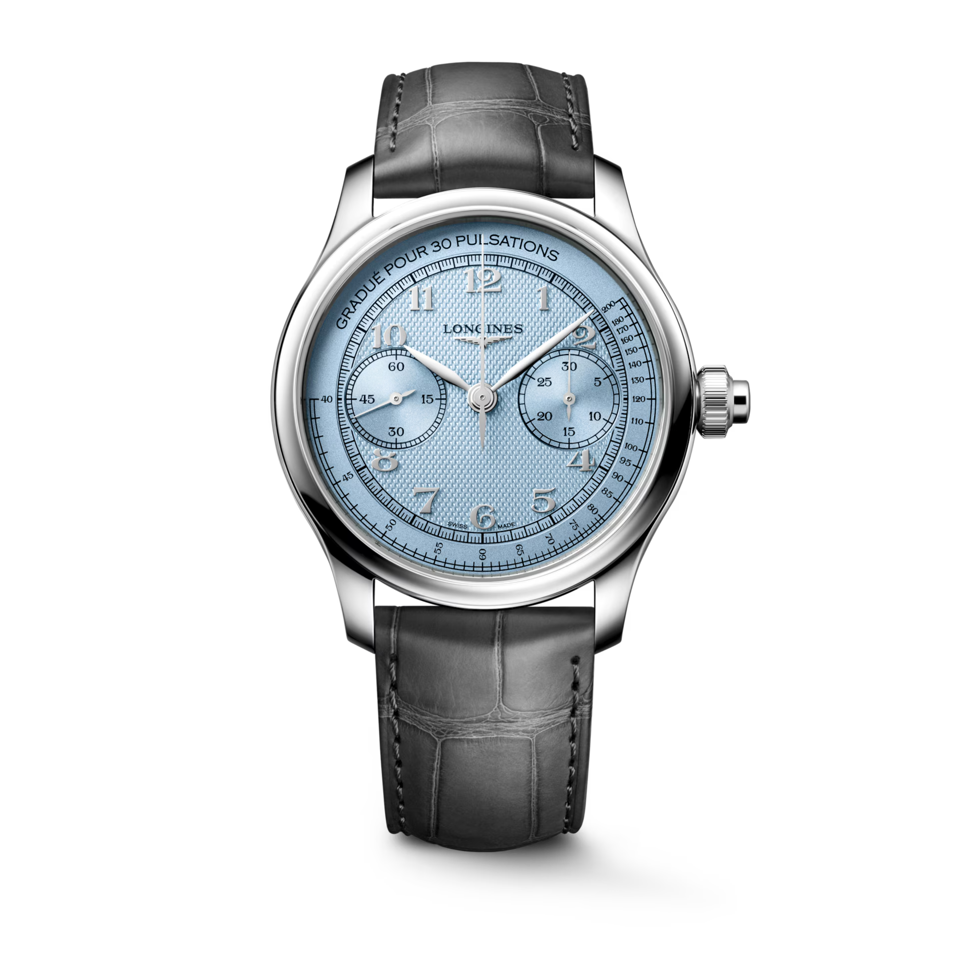 Master Chrono Monopusher | 41mm, Stainless Steel Case, Frosted Blue "Barleycorn" Dial